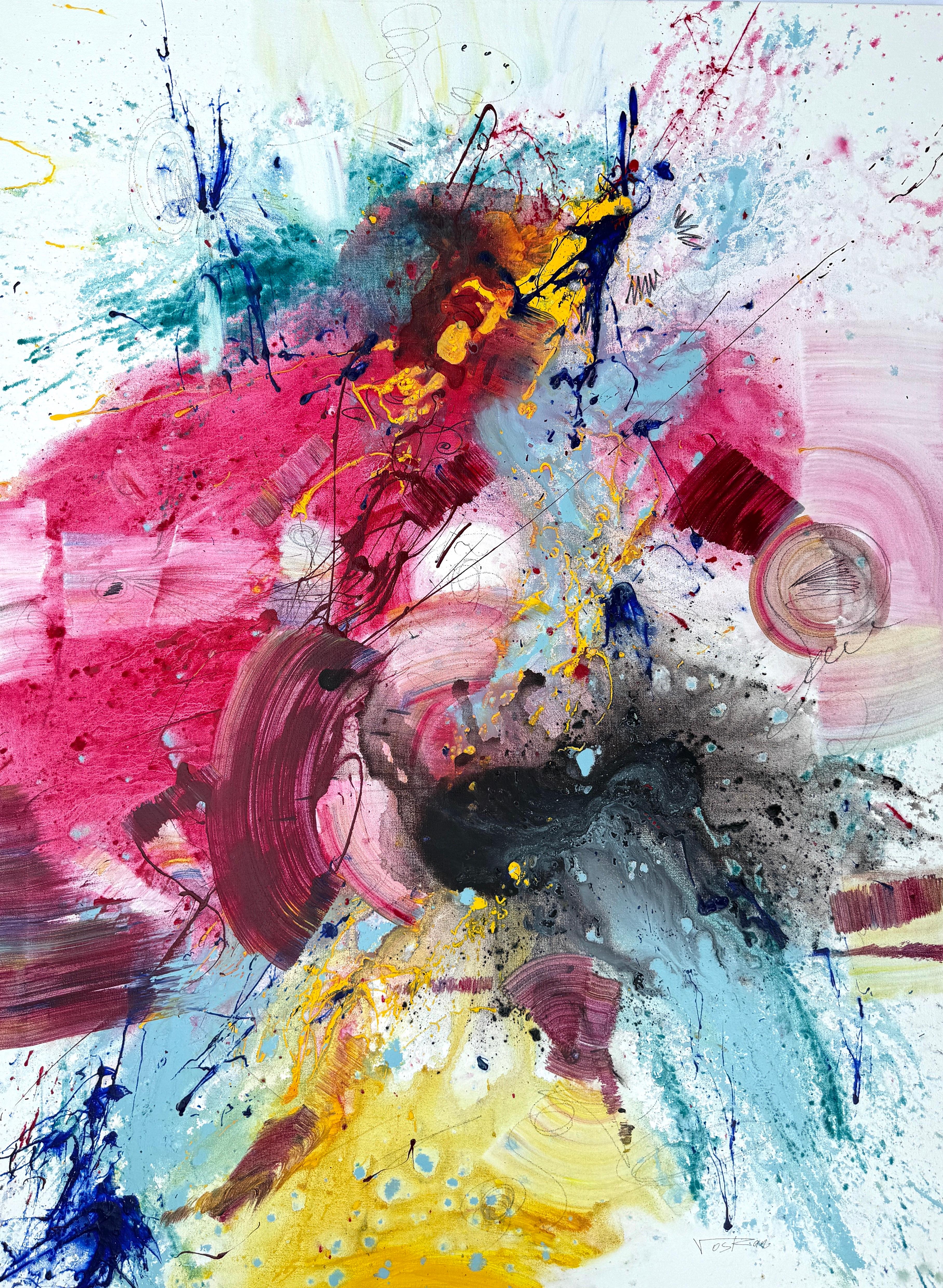 Abstract Painting di Voskan Galstian - Sole del mattino, arte astratta, quadro originale di grandi dimensioni, pronto da appendere
