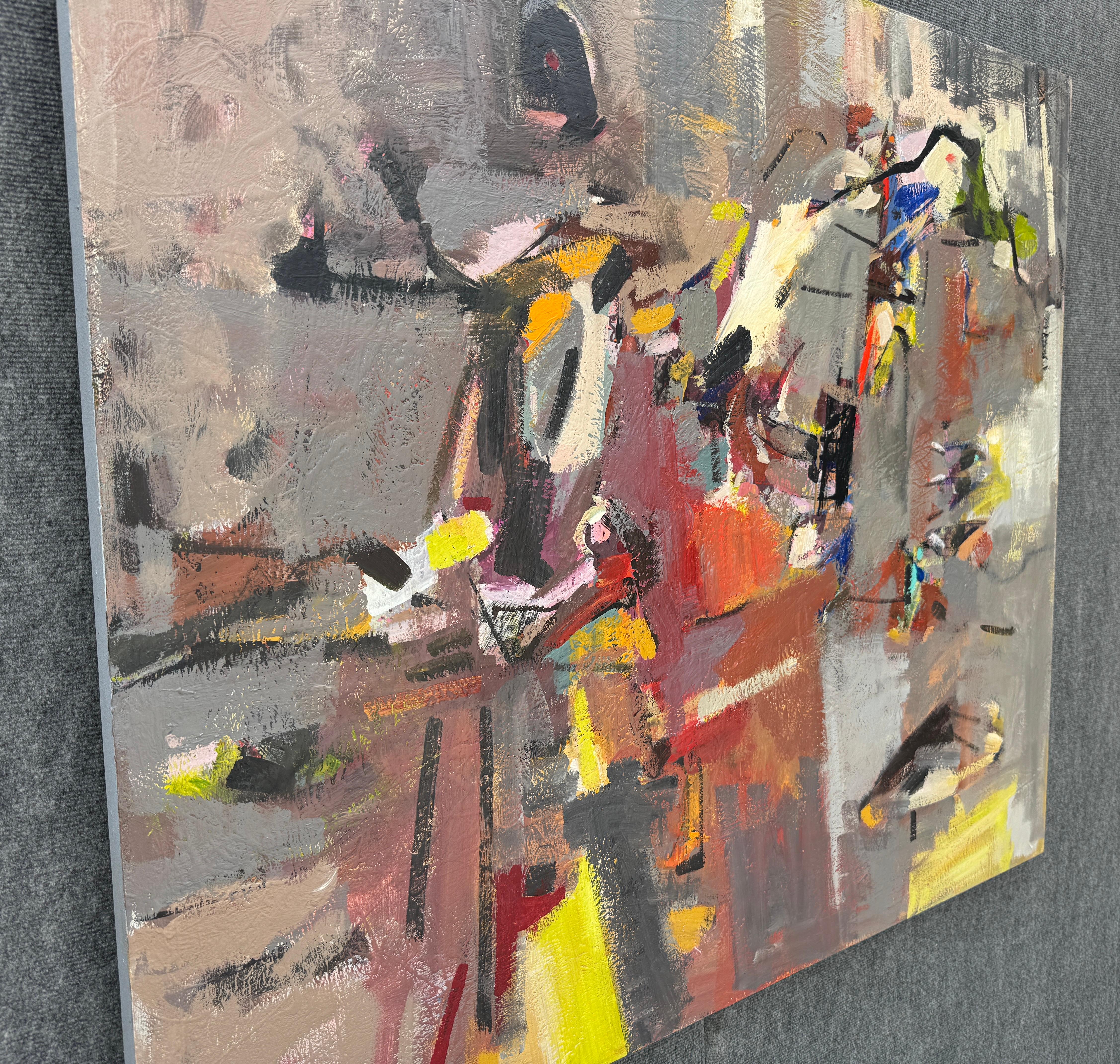 Moving Apart 2, Pittura originale astratta su tela, pronta da appendere - Painting di Voskan Galstian