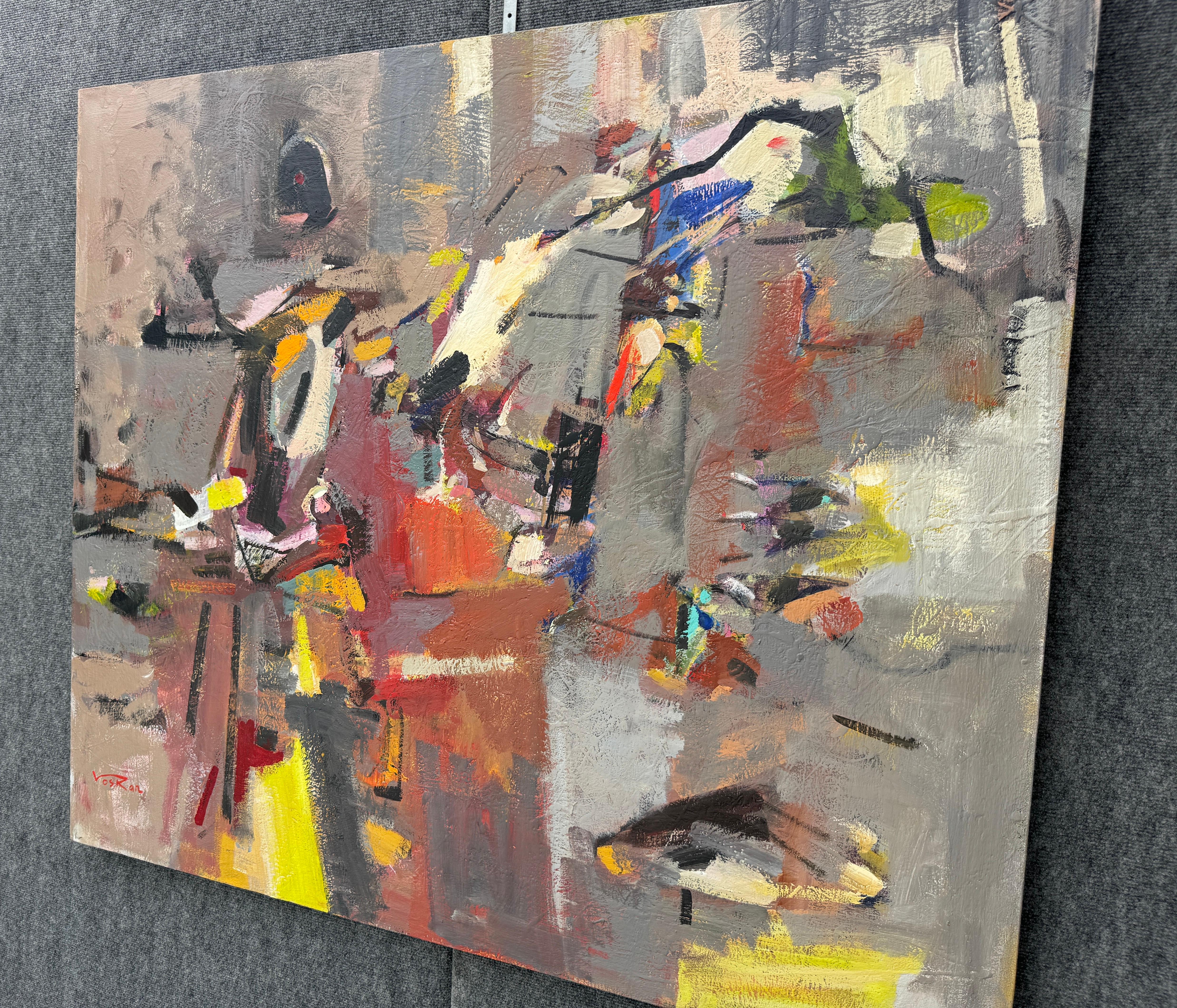 Moving Apart 2, Pittura originale astratta su tela, pronta da appendere - Abstract Painting Marrone di Voskan Galstian
