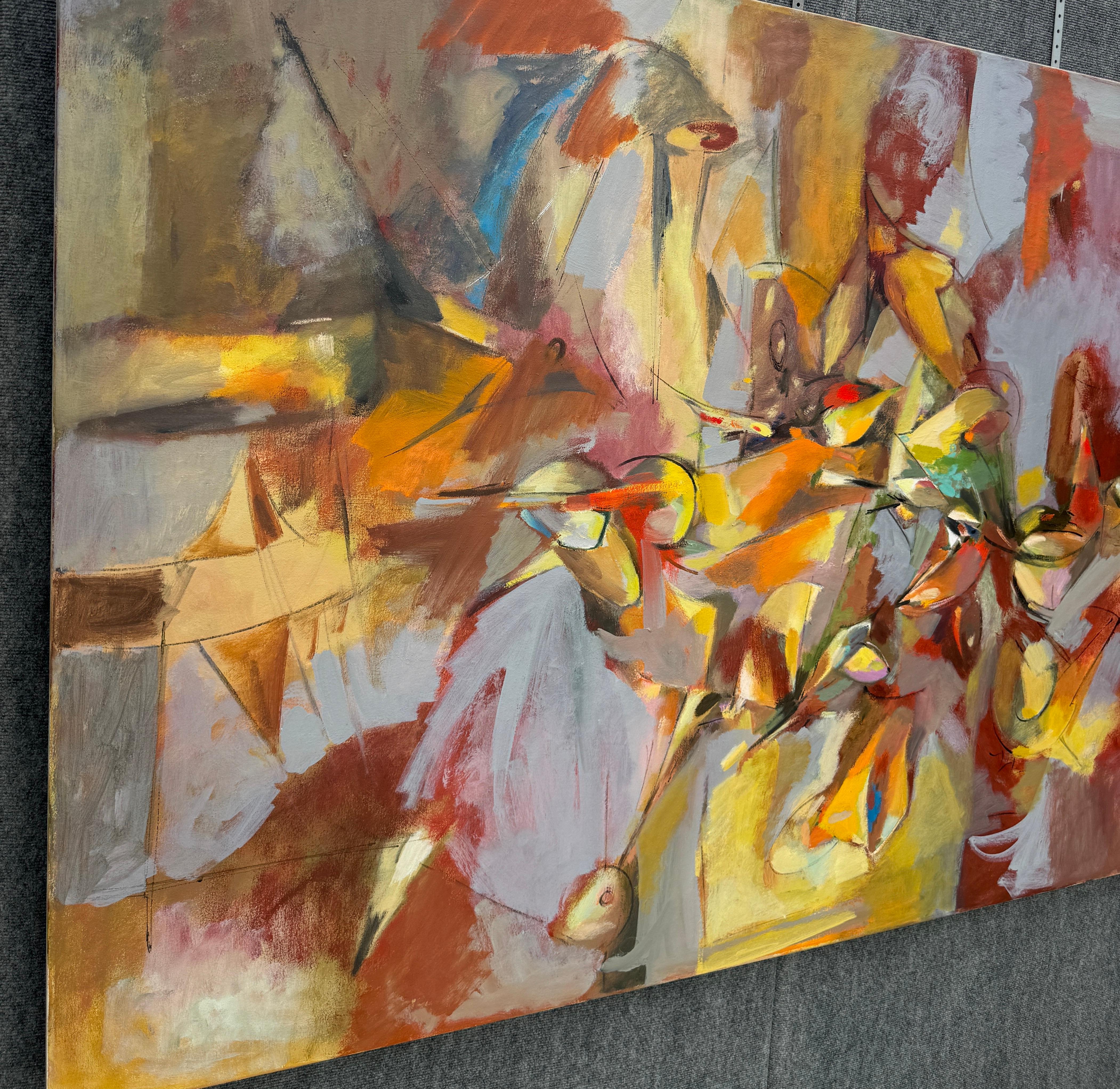 Moving Through 2, Quadro originale astratto di grandi dimensioni su tela, pronto da appendere - Painting Impressionismo di Voskan Galstian