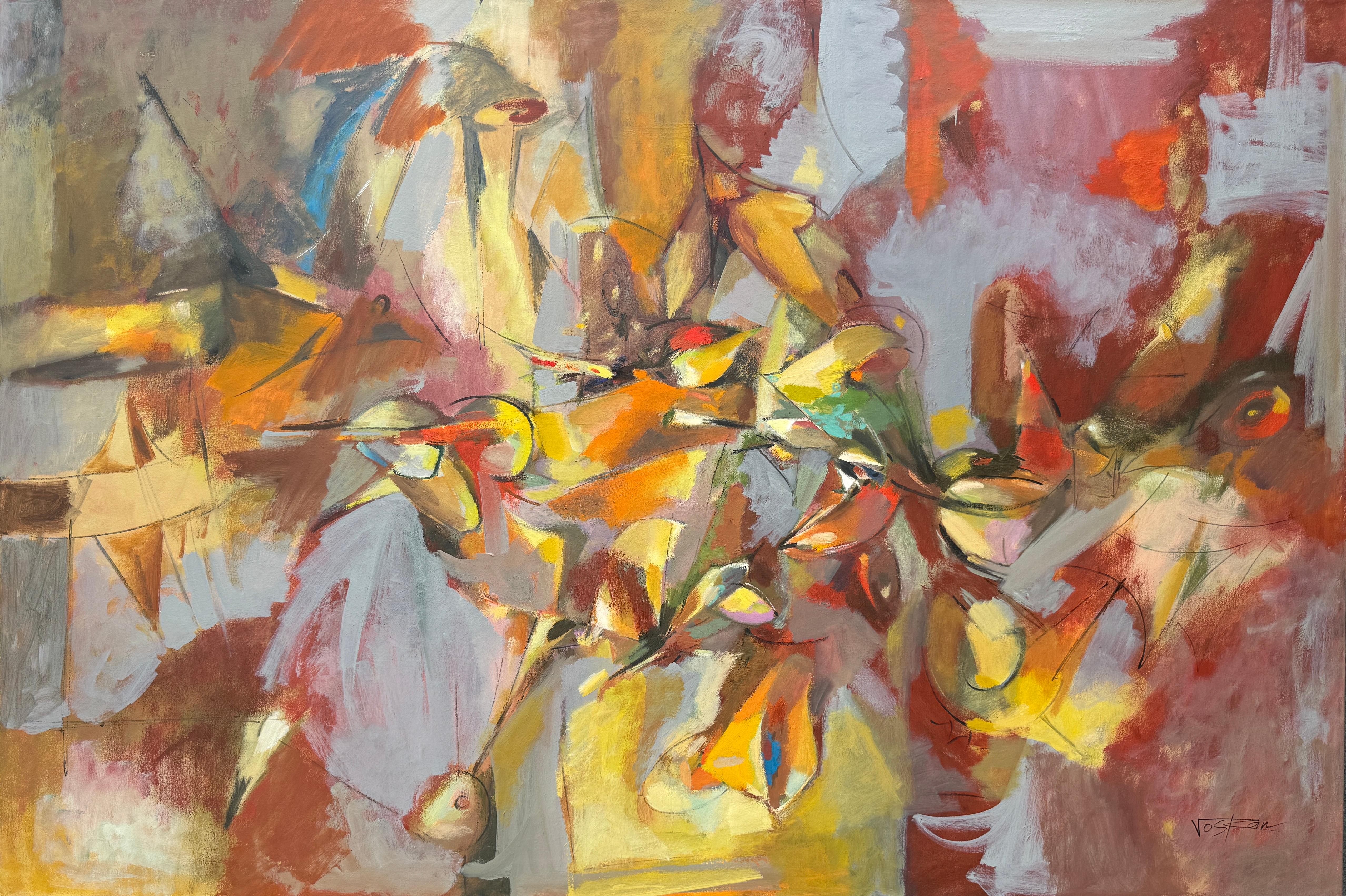 Abstract Painting di Voskan Galstian - Moving Through 2, Quadro originale astratto di grandi dimensioni su tela, pronto da appendere