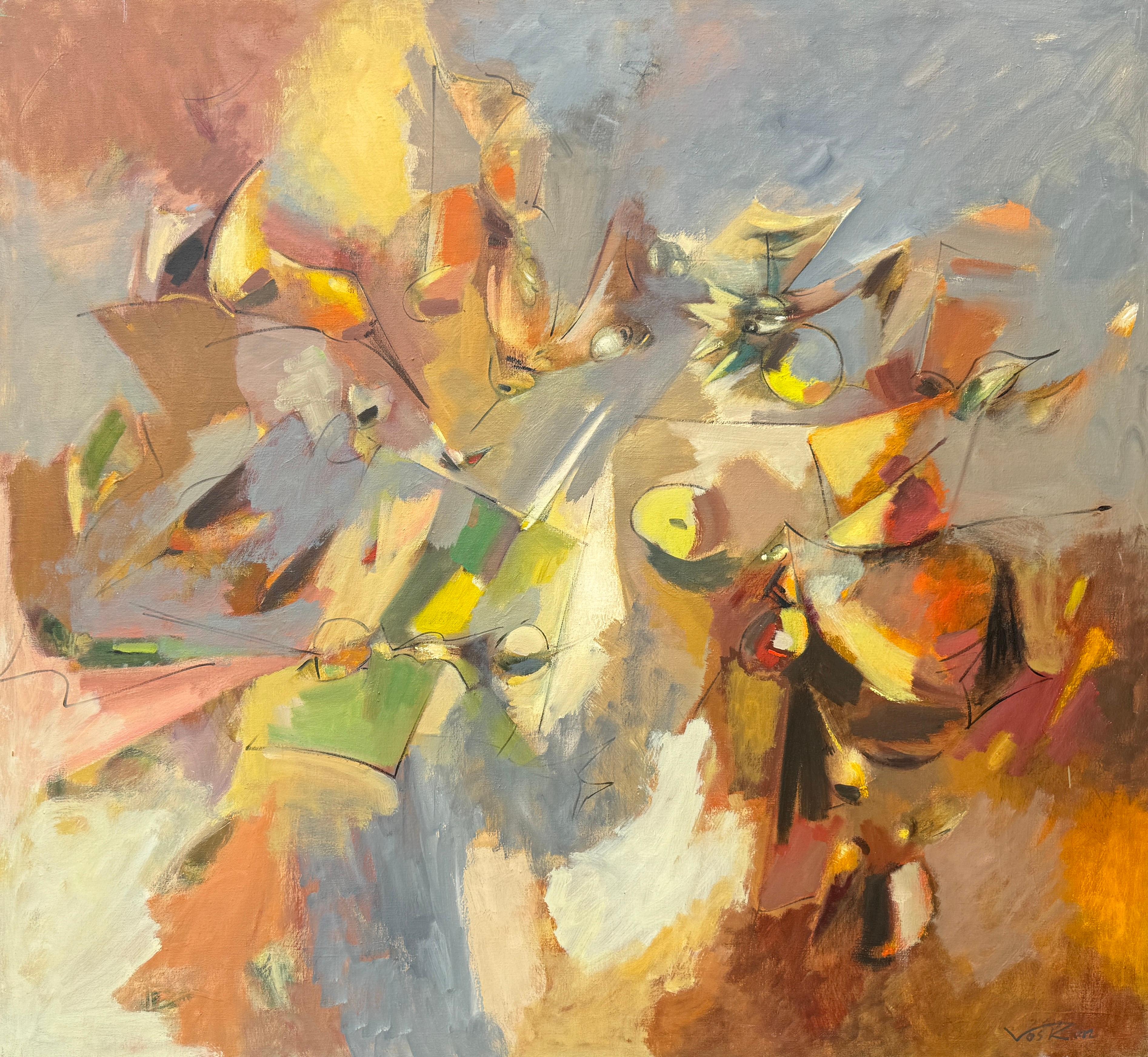 Abstract Painting di Voskan Galstian - My Story 2, quadro originale astratto su tela, pronto da appendere
