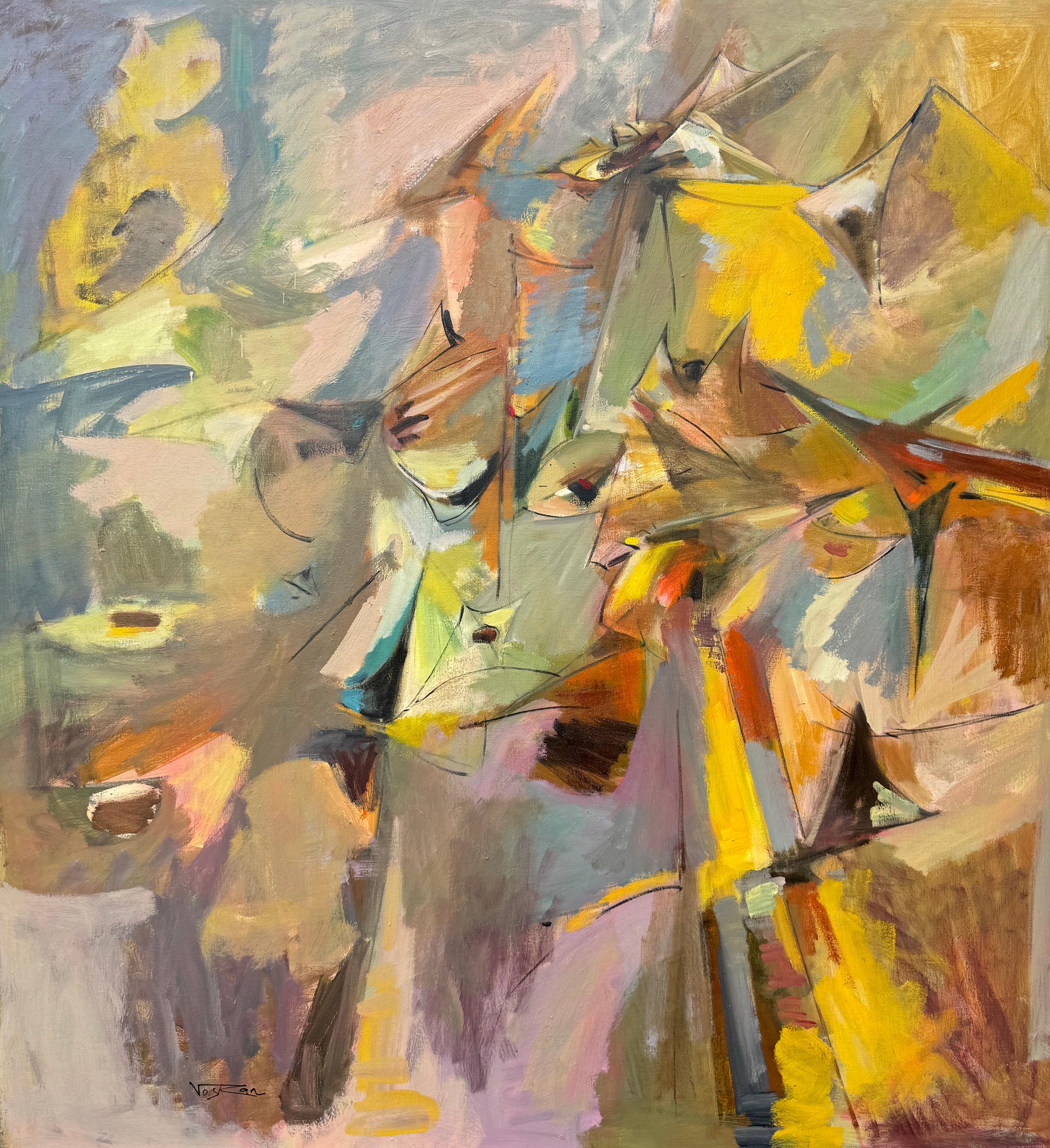 Abstract Painting di Voskan Galstian - La mia storia, quadro originale astratto su tela, pronto da appendere