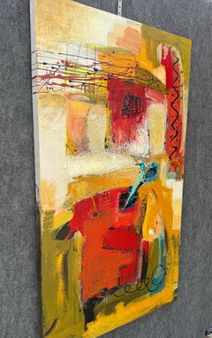Orange Motion 2, Abstract Original Painting, Ready to Hang