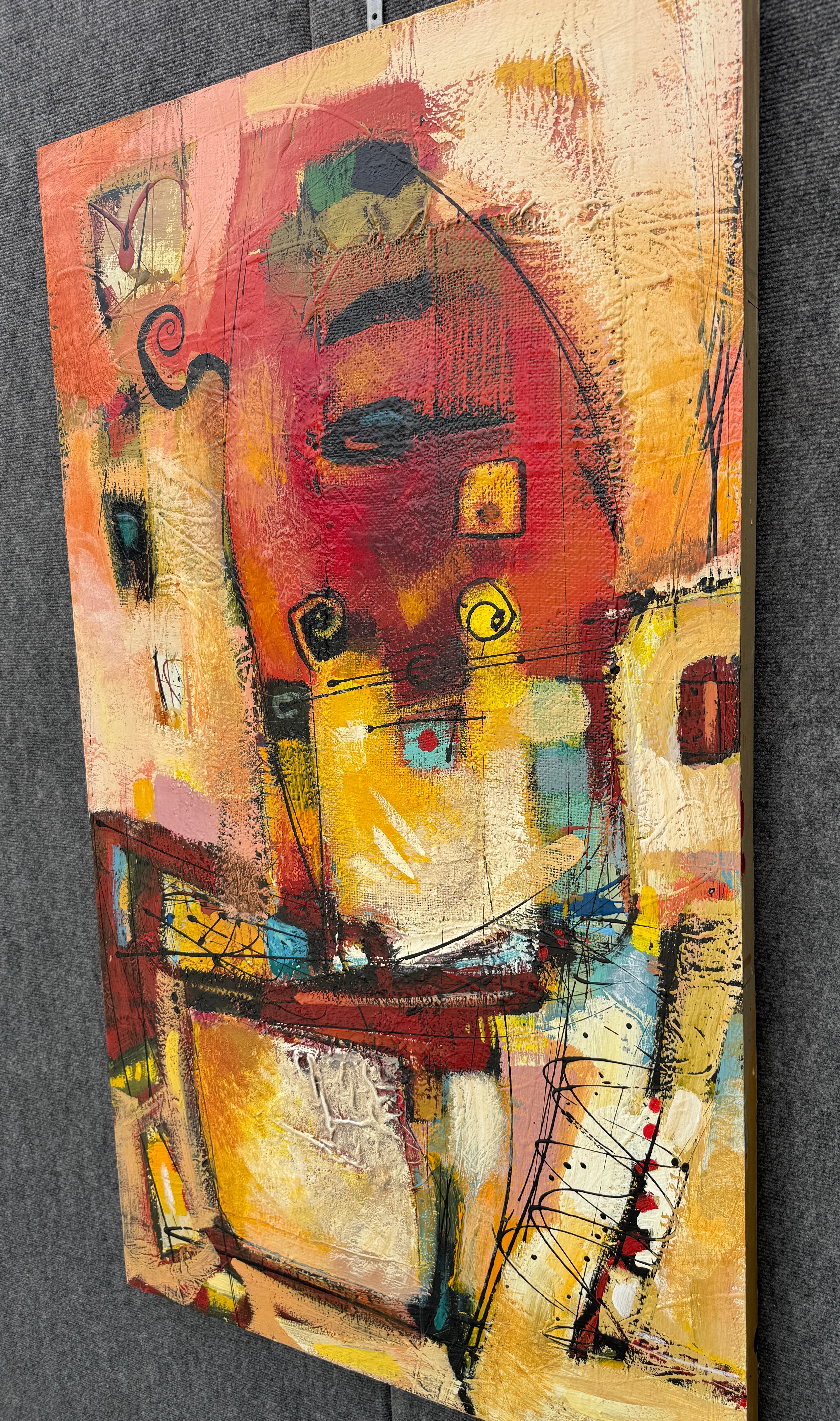 Orange Motion 3, Quadro originale astratto, pronto da appendere - Painting di Voskan Galstian