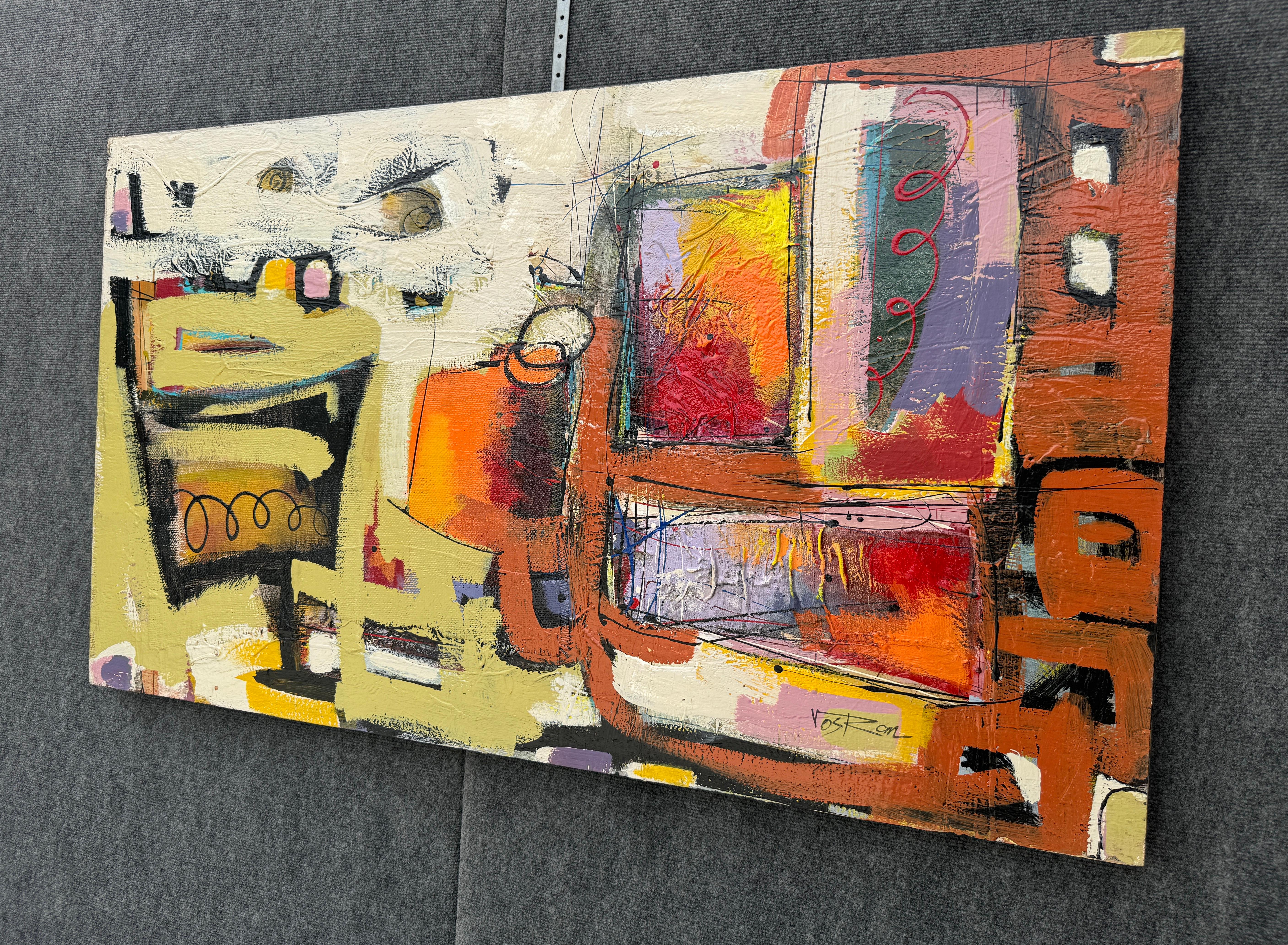 Orange Motion 5, Abstraktes Originalgemälde, hängefertig (Impressionismus), Painting, von Voskan Galstian