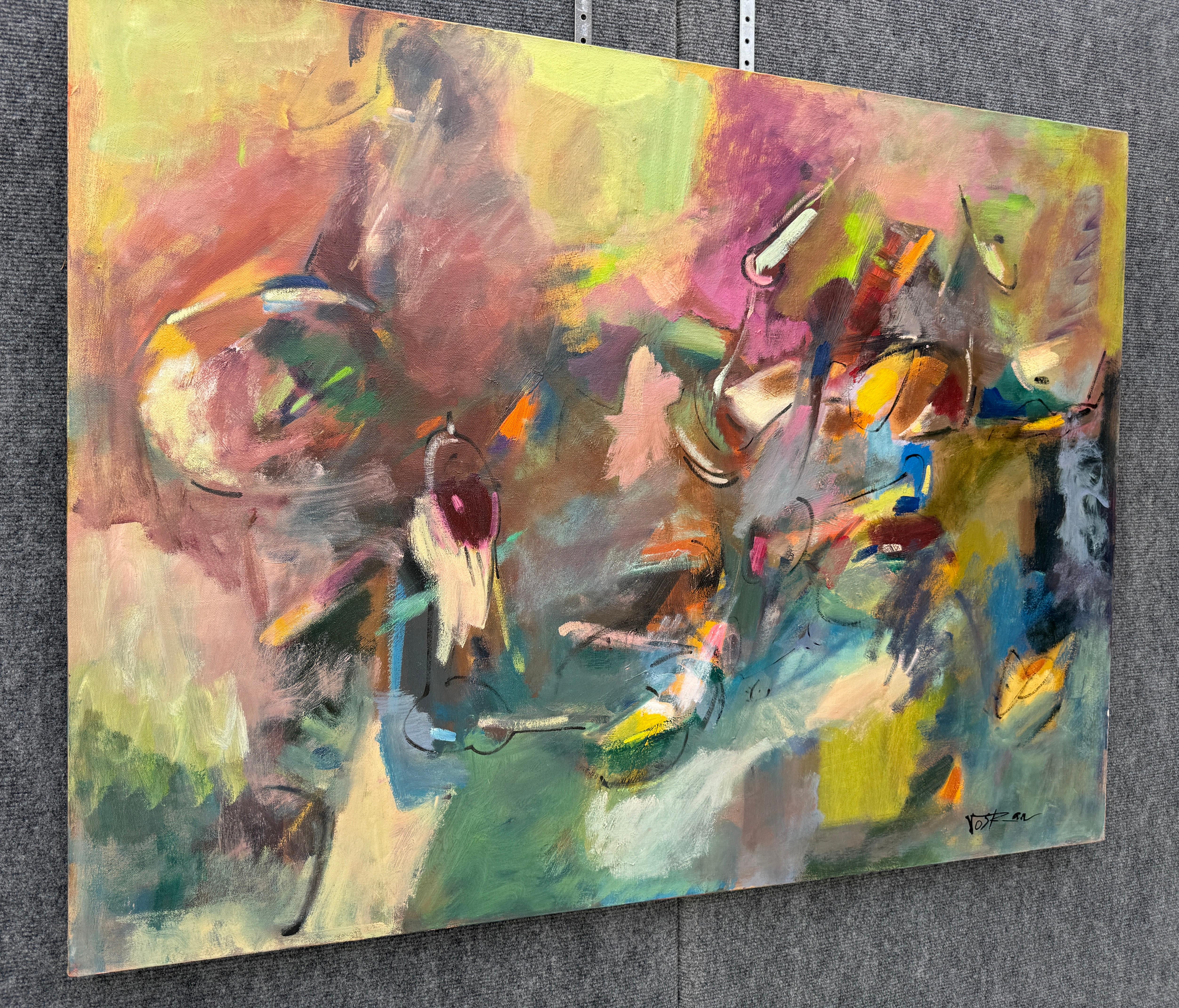 Over Flow 2, Pittura astratta contemporanea originale su tela, pronta da appendere - Painting Impressionismo di Voskan Galstian