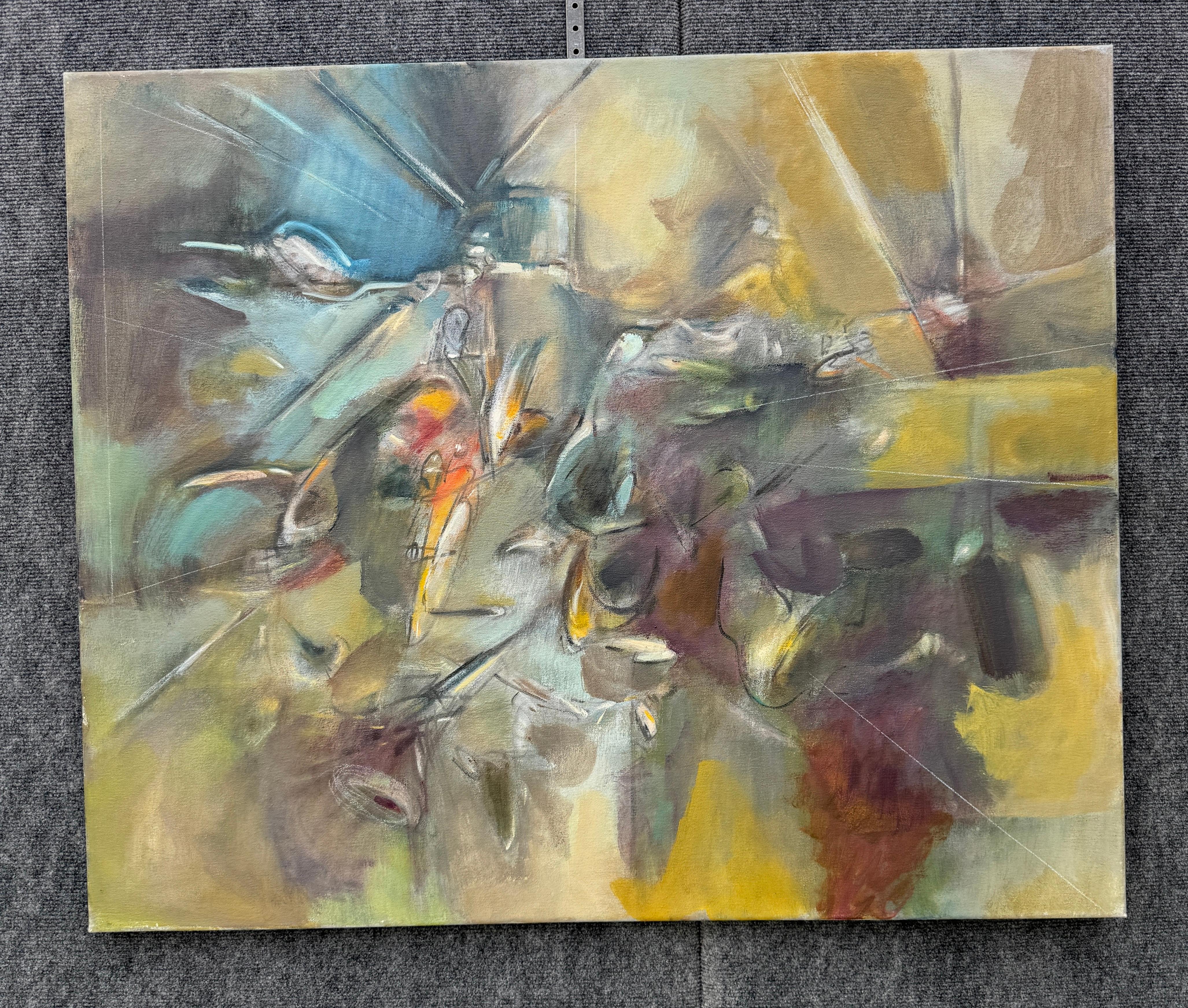 Over Flow, Arte astratta, Quadro originale moderno su tela, pronto da appendere - Abstract Painting Marrone di Voskan Galstian