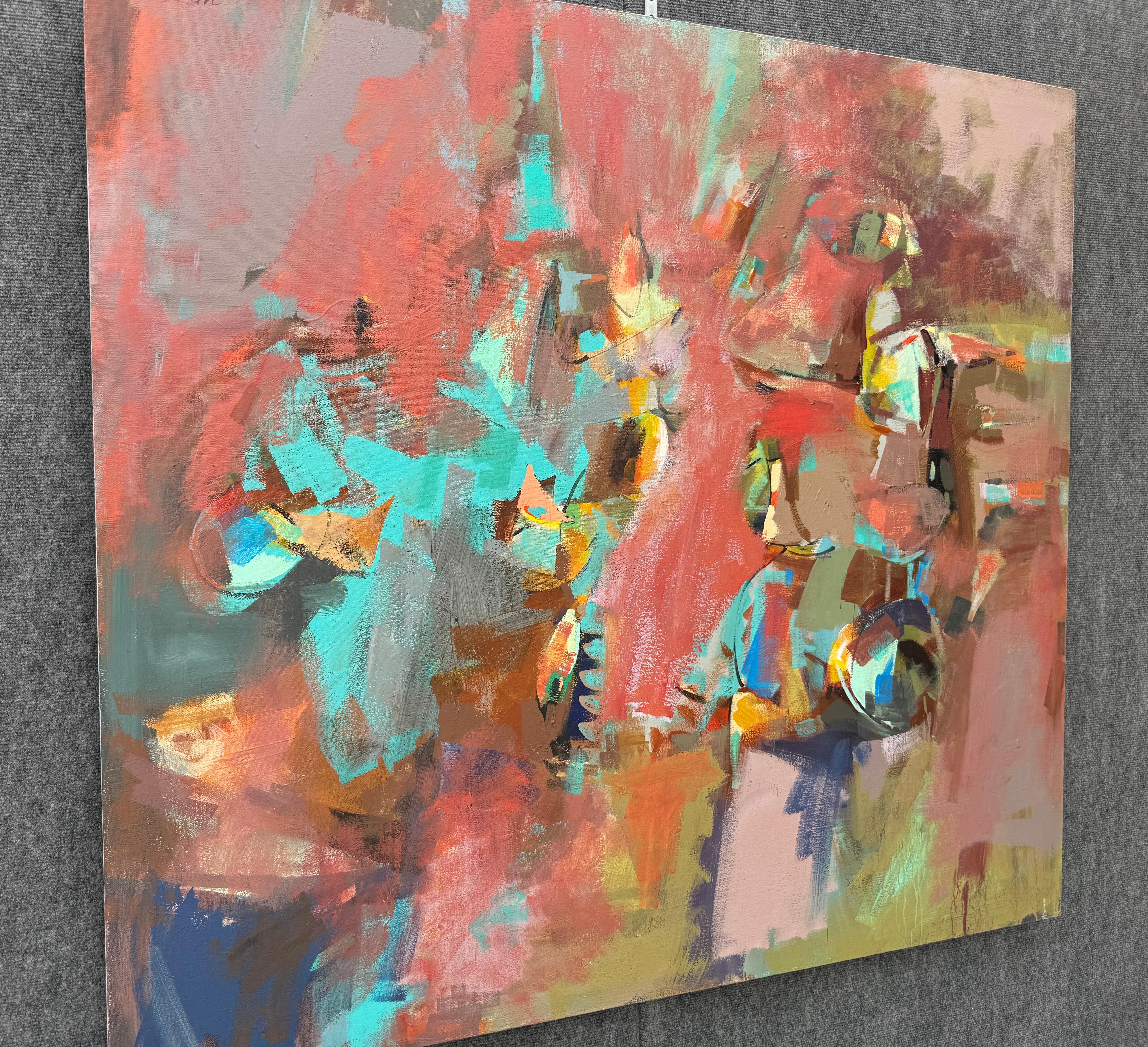 Sentiero della Trasformazione 2, Quadro originale astratto su tela, pronto da appendere - Abstract Painting Marrone di Voskan Galstian