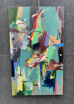 Pool Party, Abstract Art Original Acrylic Painting, Ready to Hang