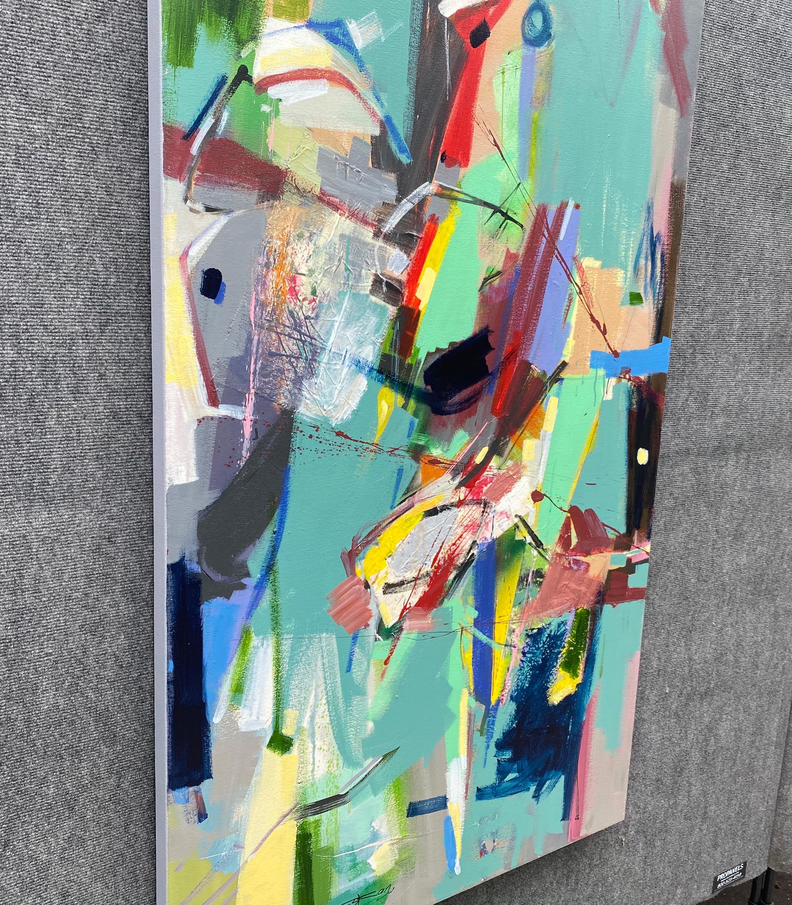 Festa in piscina, quadro acrilico originale d'arte astratta, pronto da appendere - Painting Impressionismo di Voskan Galstian