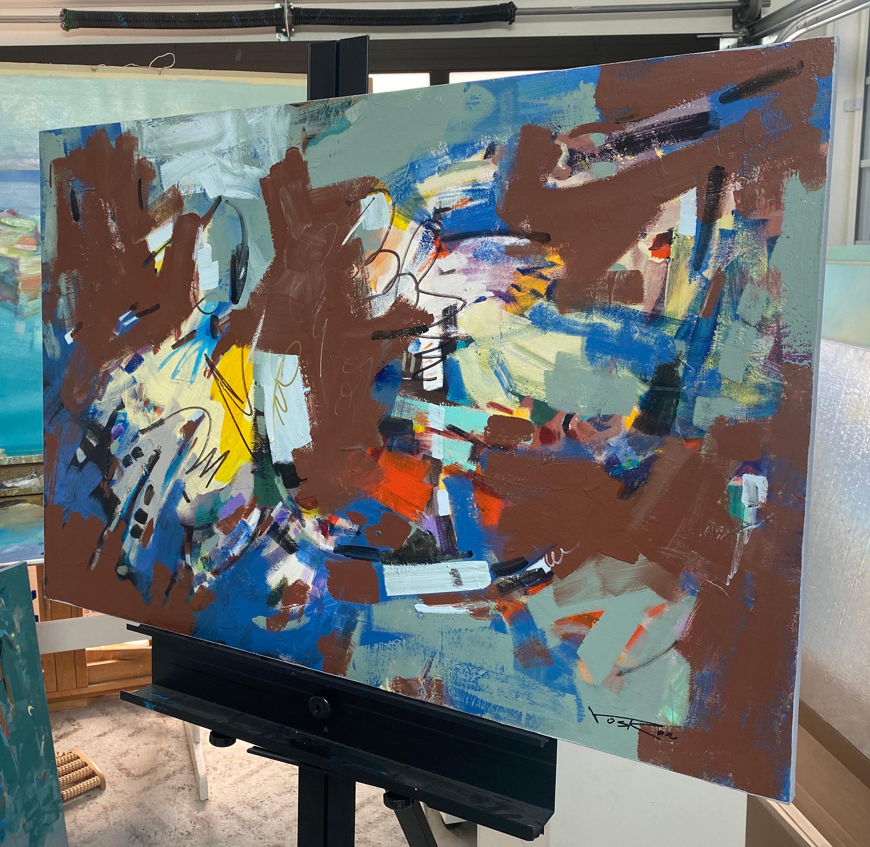 Progression 2, Arte moderna astratta, Pittura originale, pronta da appendere - Painting Impressionismo di Voskan Galstian