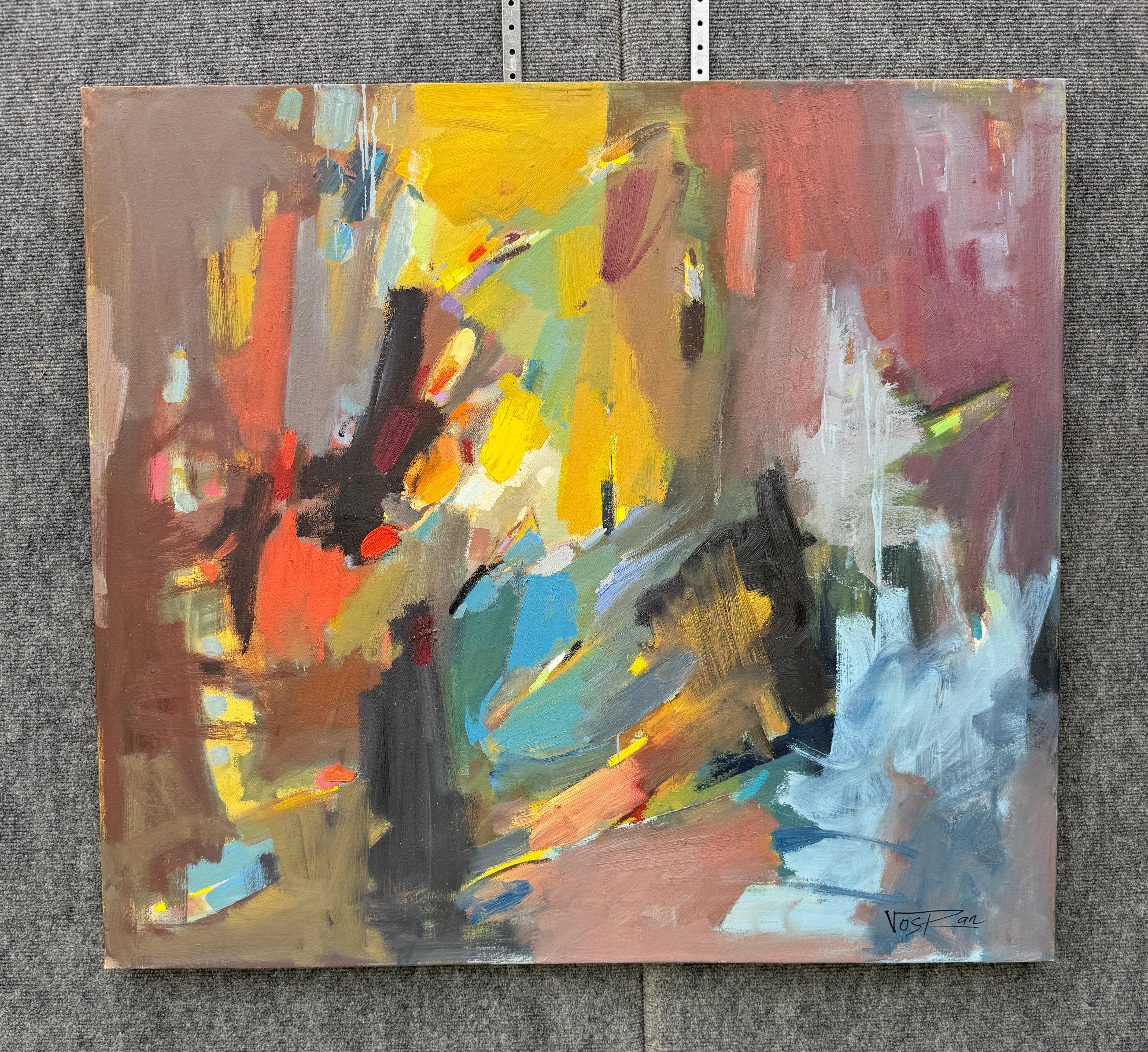 Quiet Beginning 2, large Abstract Original Painting on Canvas, Ready to Hang - Brown Abstract Painting by Voskan Galstian
