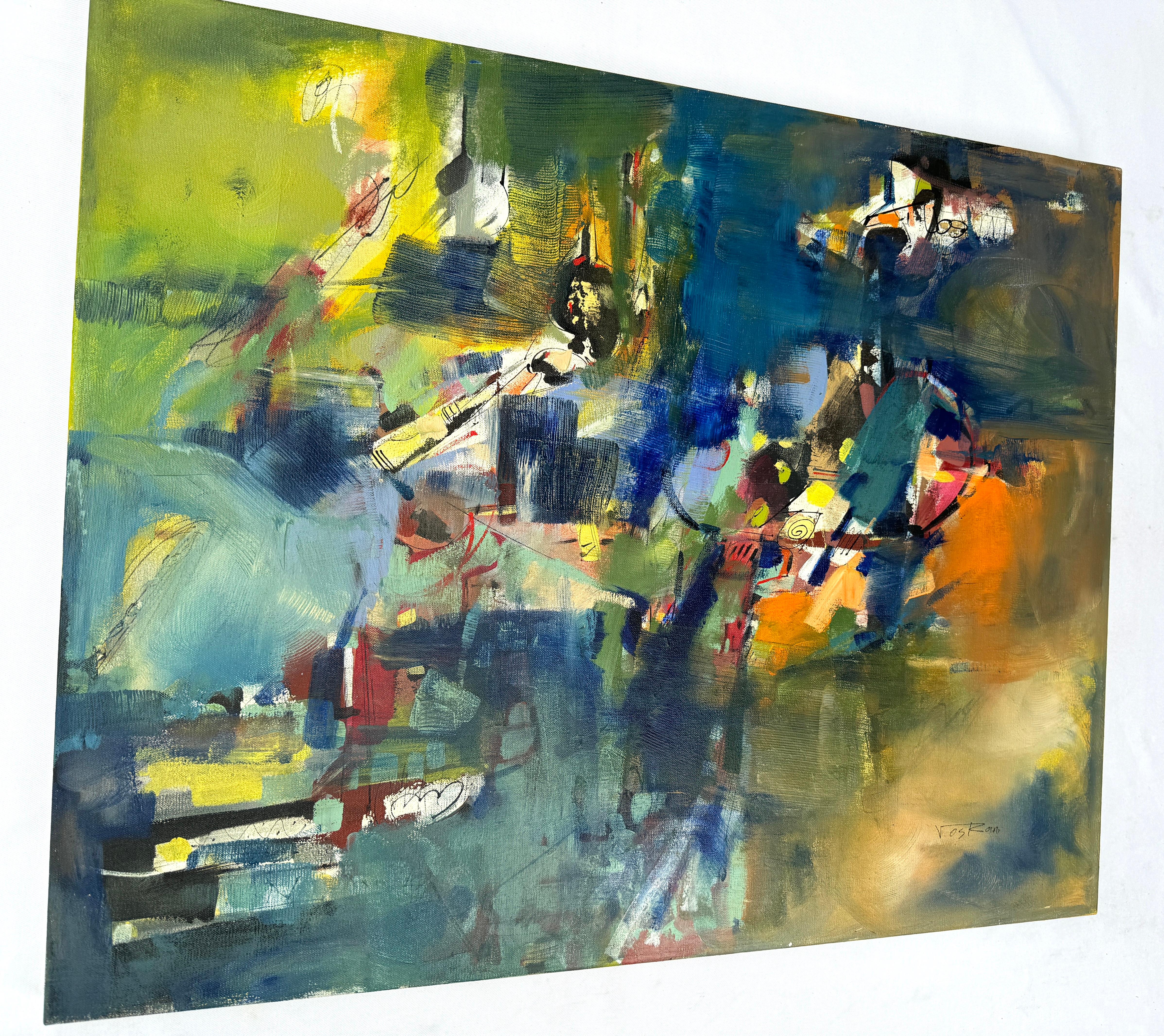 Terra tranquilla, Arte astratta, Quadro originale, Pronto da appendere - Painting Impressionismo di Voskan Galstian