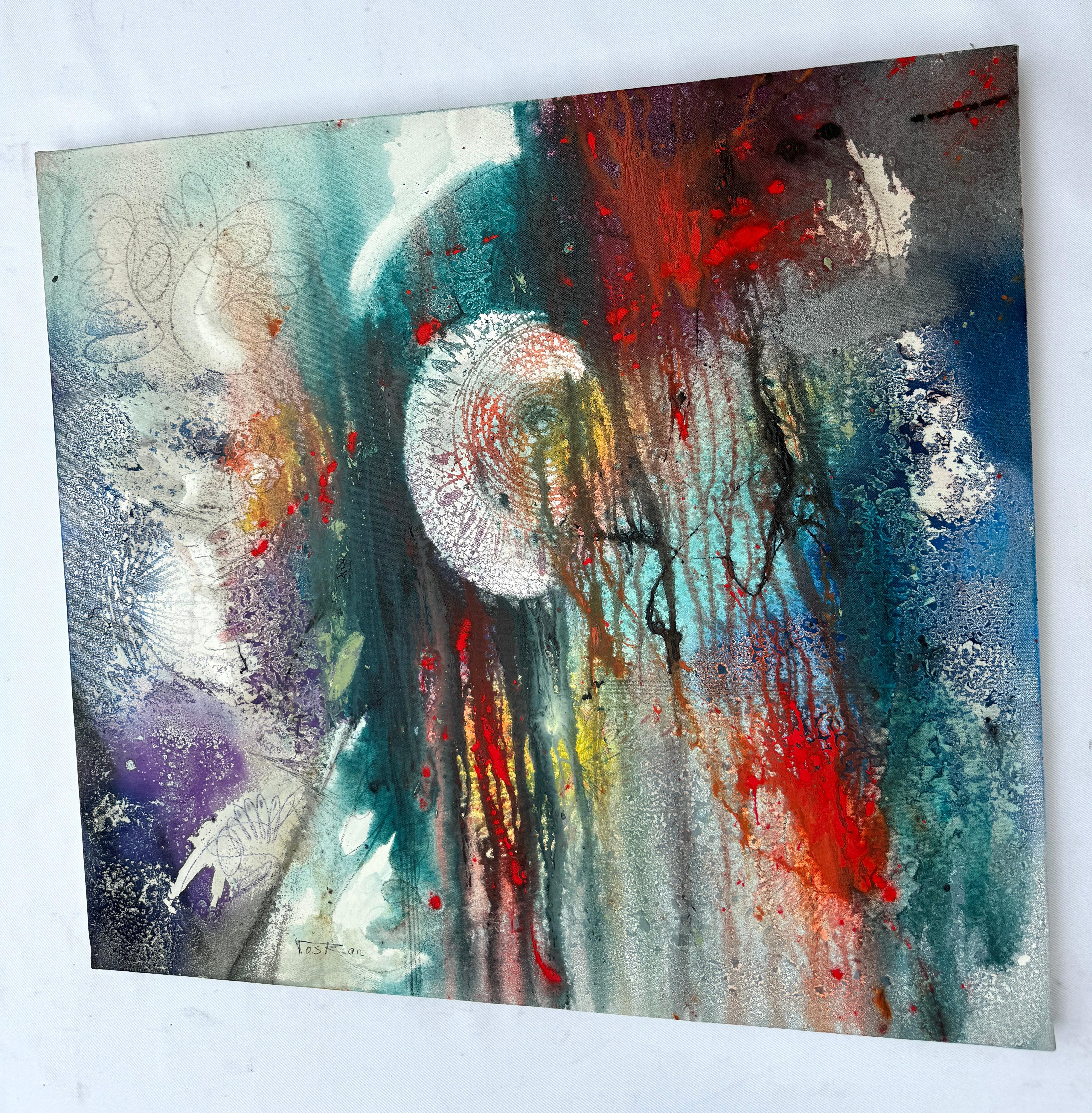 Rain, Abstract Original Painting, Ready to Hang For Sale 2