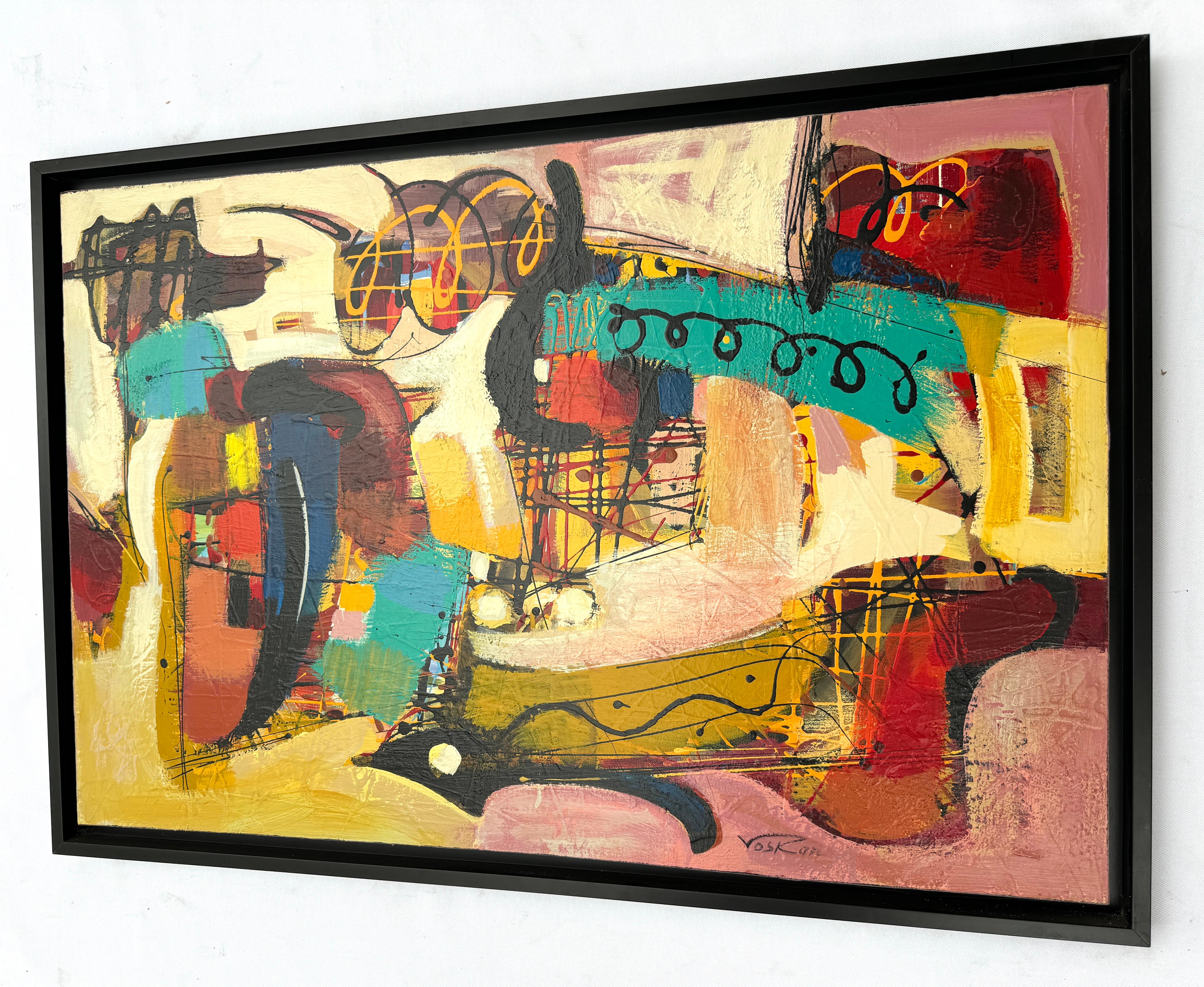 Rebuilding 3, Abstract Art, Original Painting, Ready to Hang, Framed For Sale 1