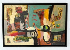 Rebuilding 4 Abstract Art Original Painting, Ready to Hang Framed
