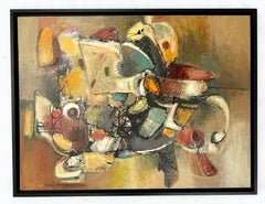 Rebuilding, Abstract Original Painting, Ready to Hang, Framed
