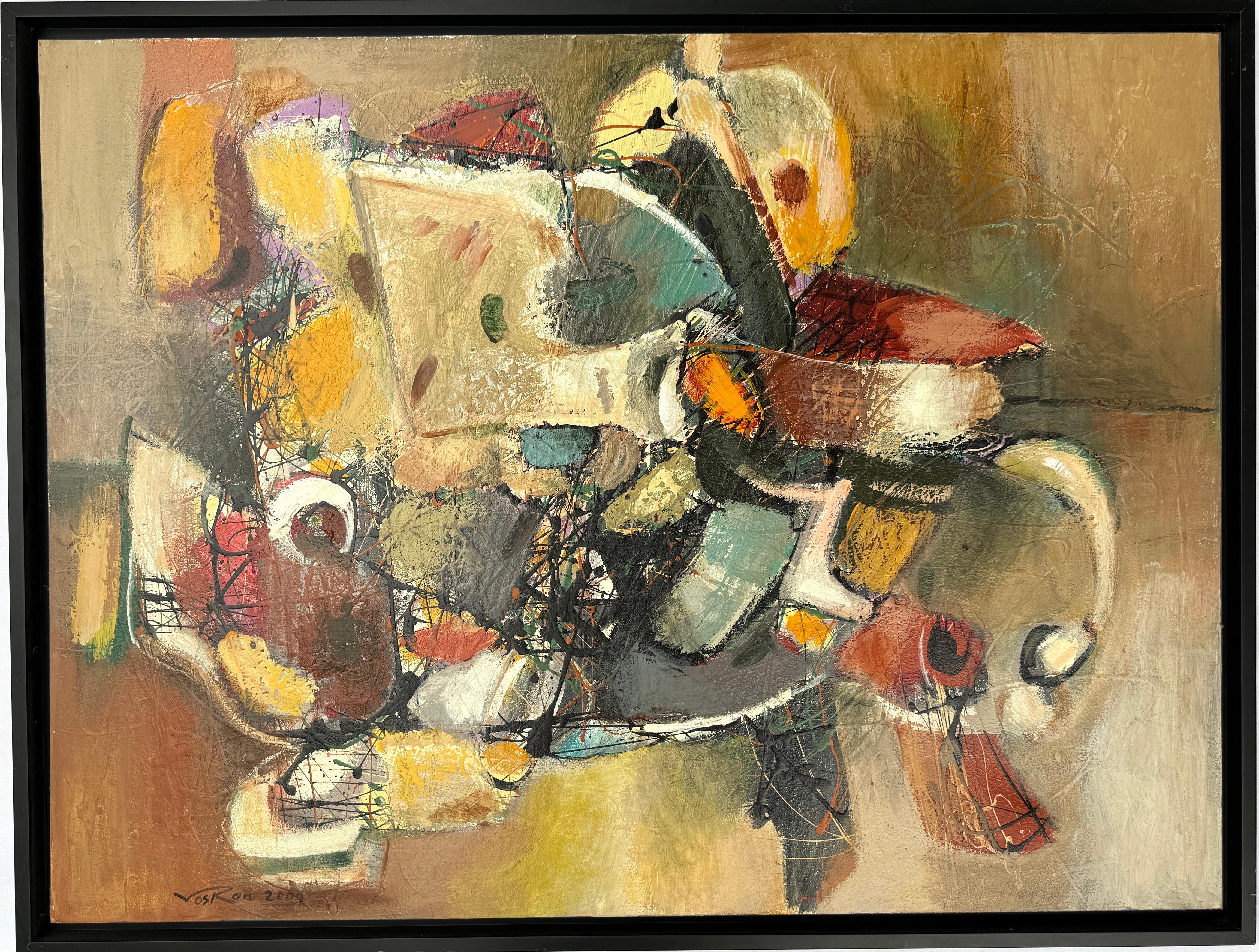 Abstract Painting Voskan Galstian - Restaurée, peinture abstraite d'origine, prête à accrocher