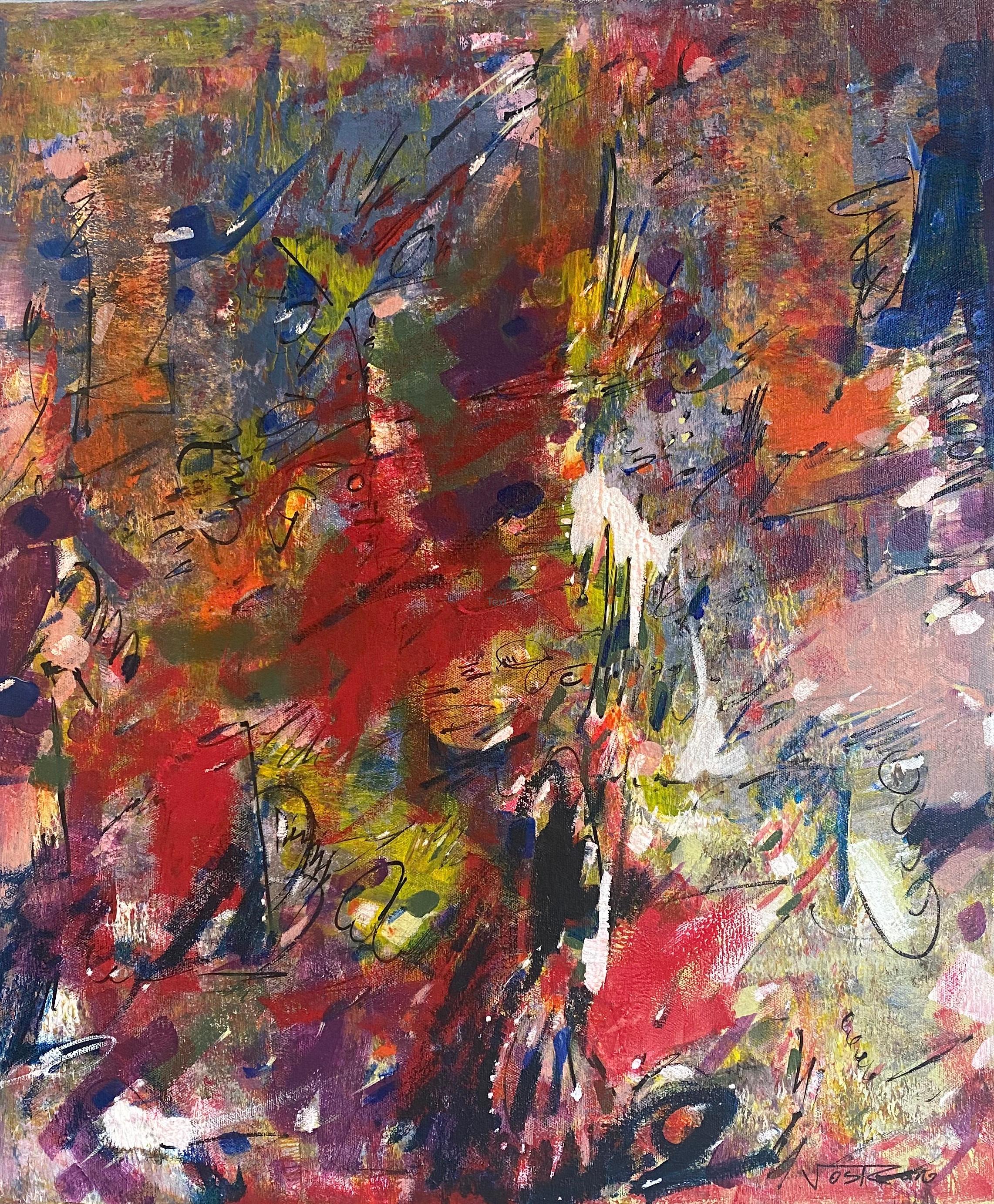 Voskan Galstian Abstract Painting – Red Freedom, Original-Acrylgemälde, hängefertig