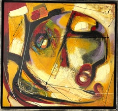 Embalse Arte Abstracto Pintura Original, Lista para Colgar Enmarcada