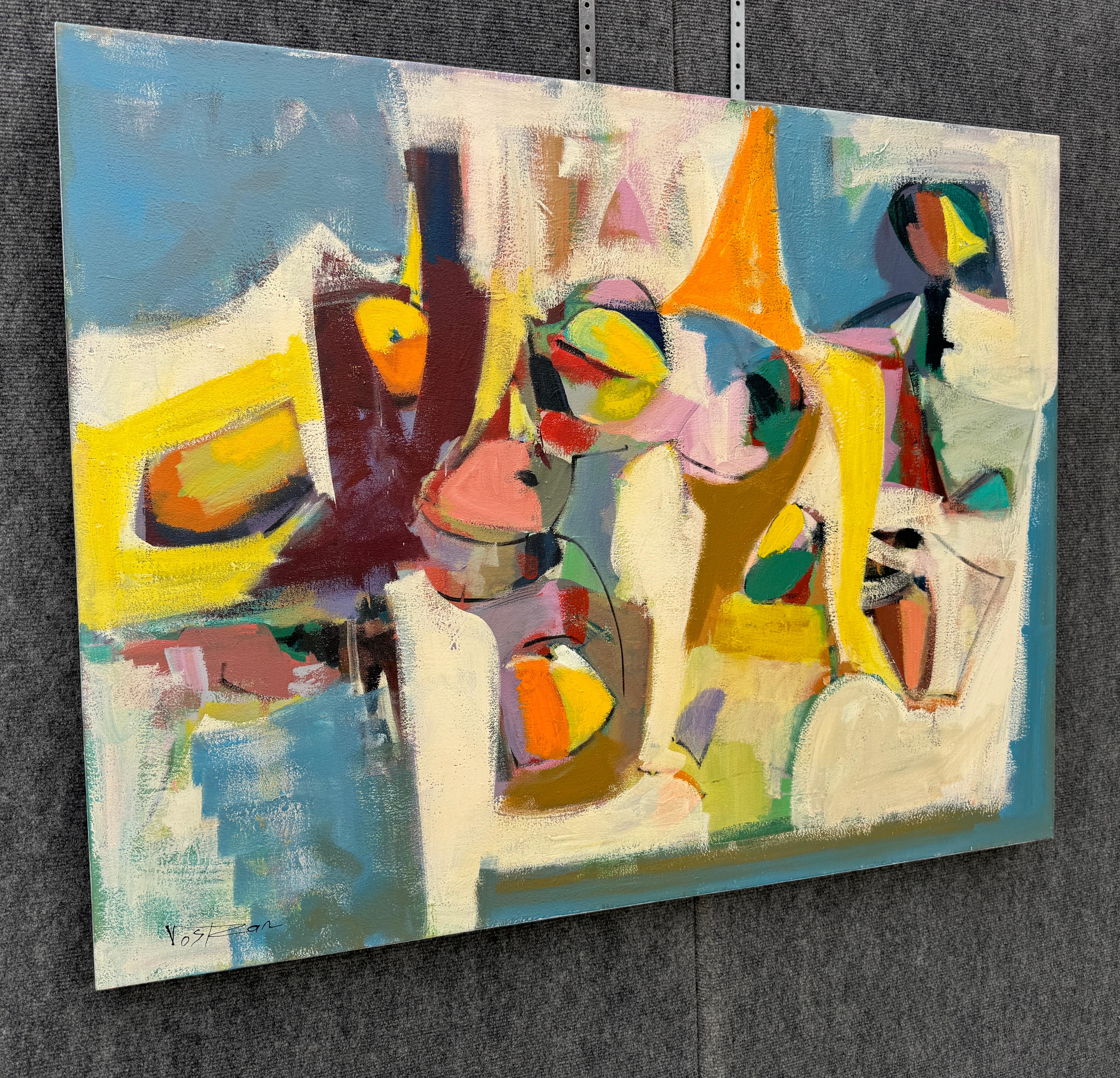 Ritorno a Nature, arte moderna astratta Quadro originale su tela pronto da appendere - Painting di Voskan Galstian