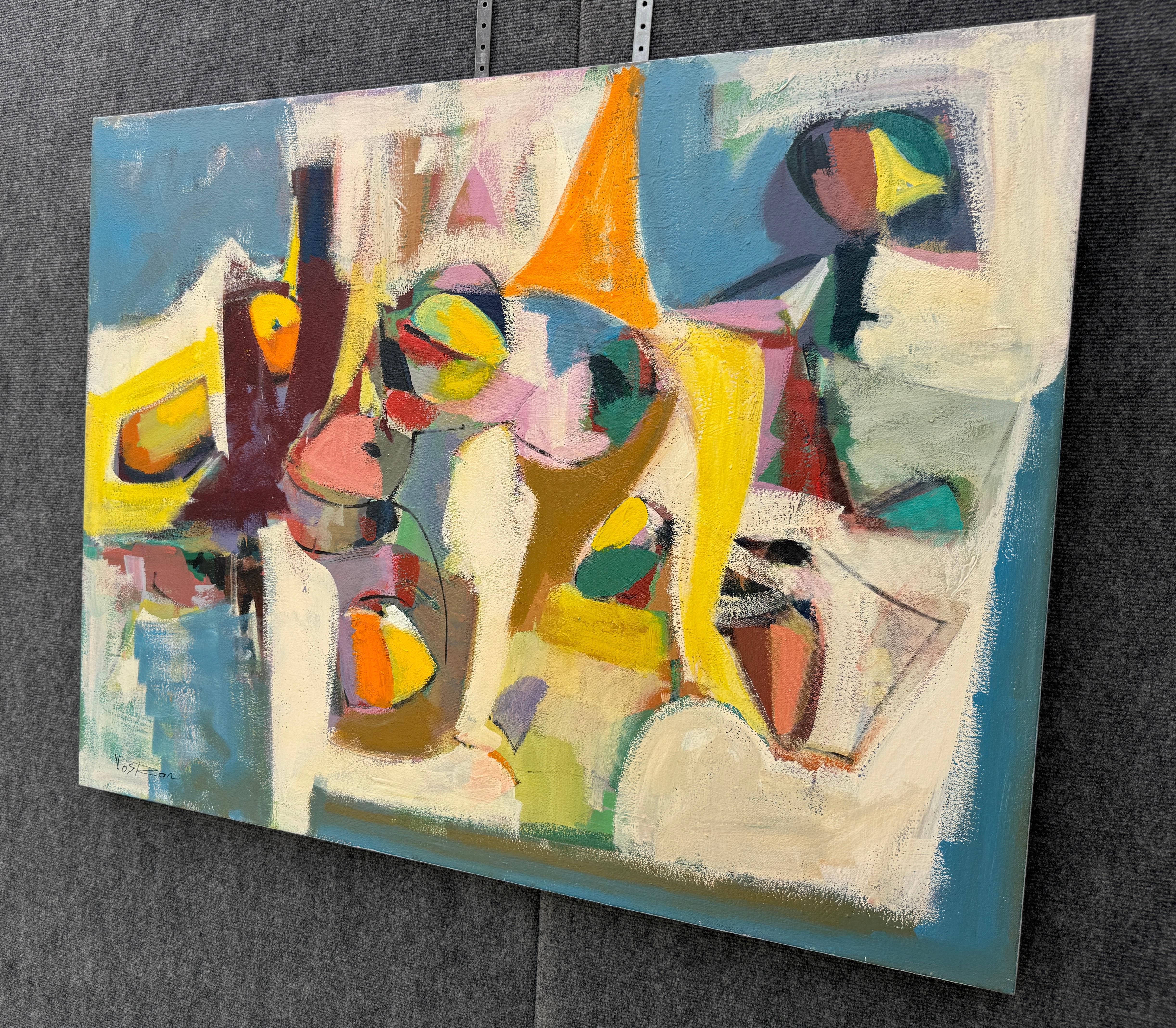 Ritorno a Nature, arte moderna astratta Quadro originale su tela pronto da appendere - Abstract Painting Marrone di Voskan Galstian