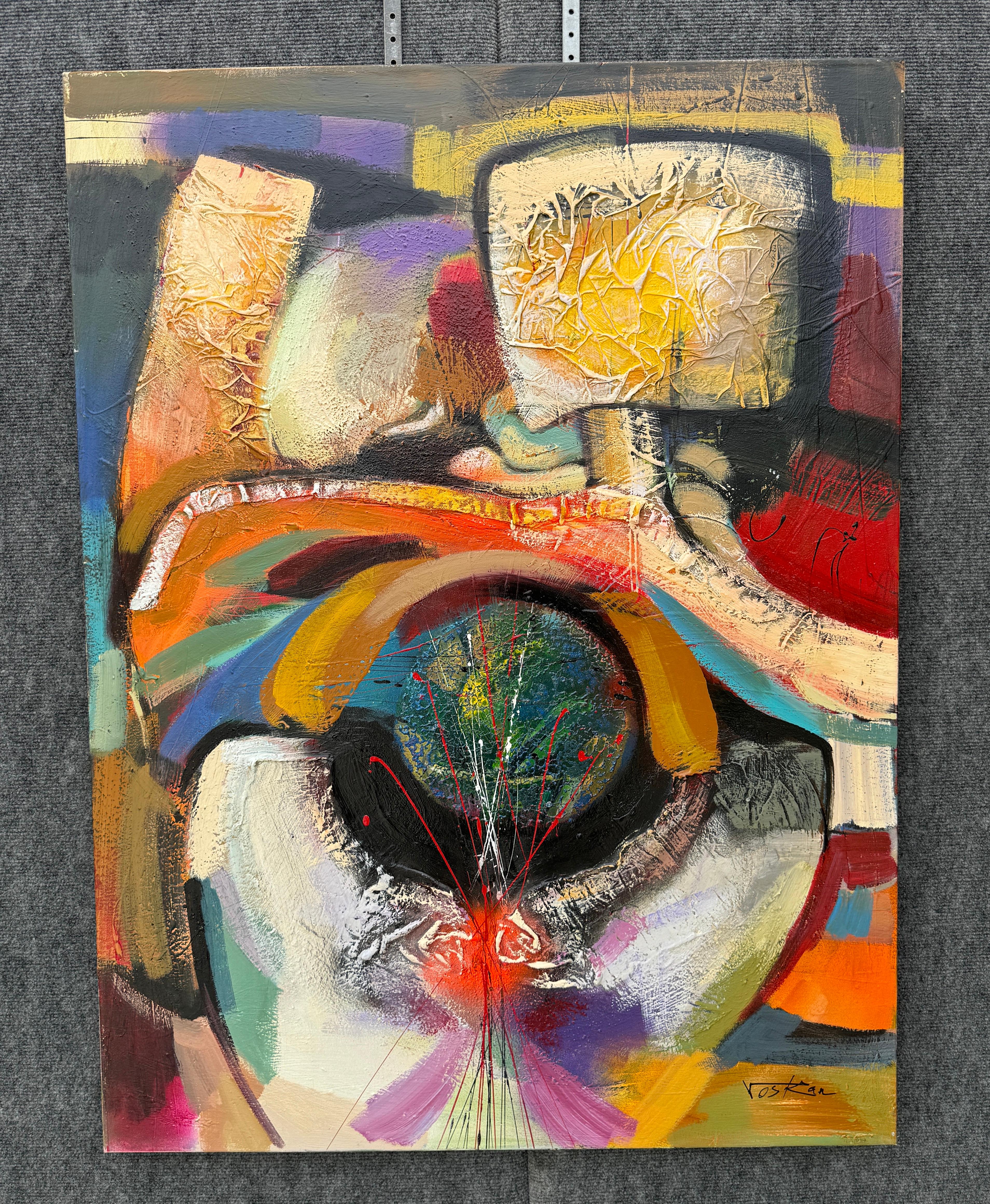 Ritorno a casa, Quadro astratto contemporaneo su tela, pronto da appendere - Painting di Voskan Galstian