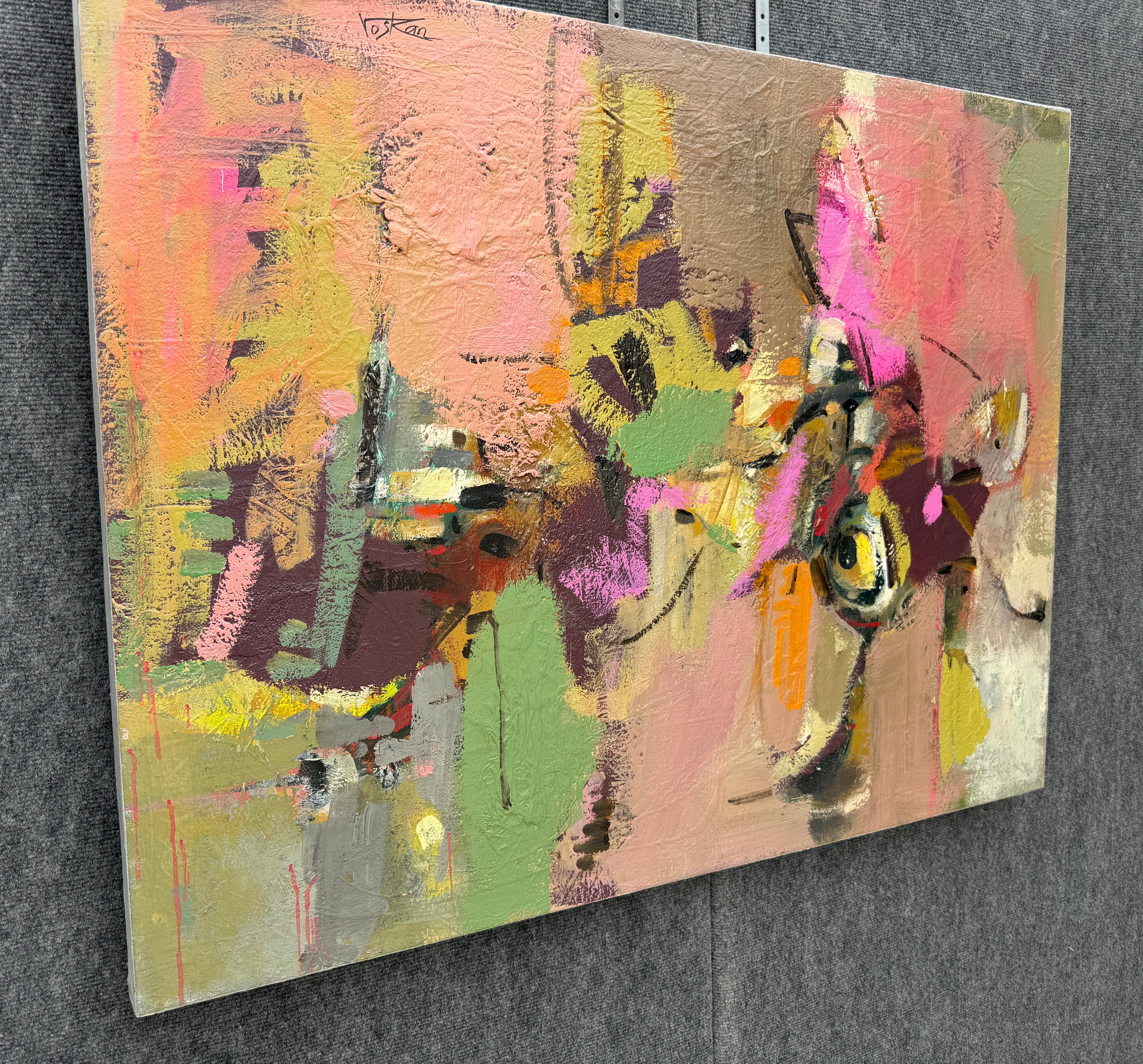 Reunion 2, Quadro astratto d'arte contemporanea su tela, pronto da appendere - Painting di Voskan Galstian