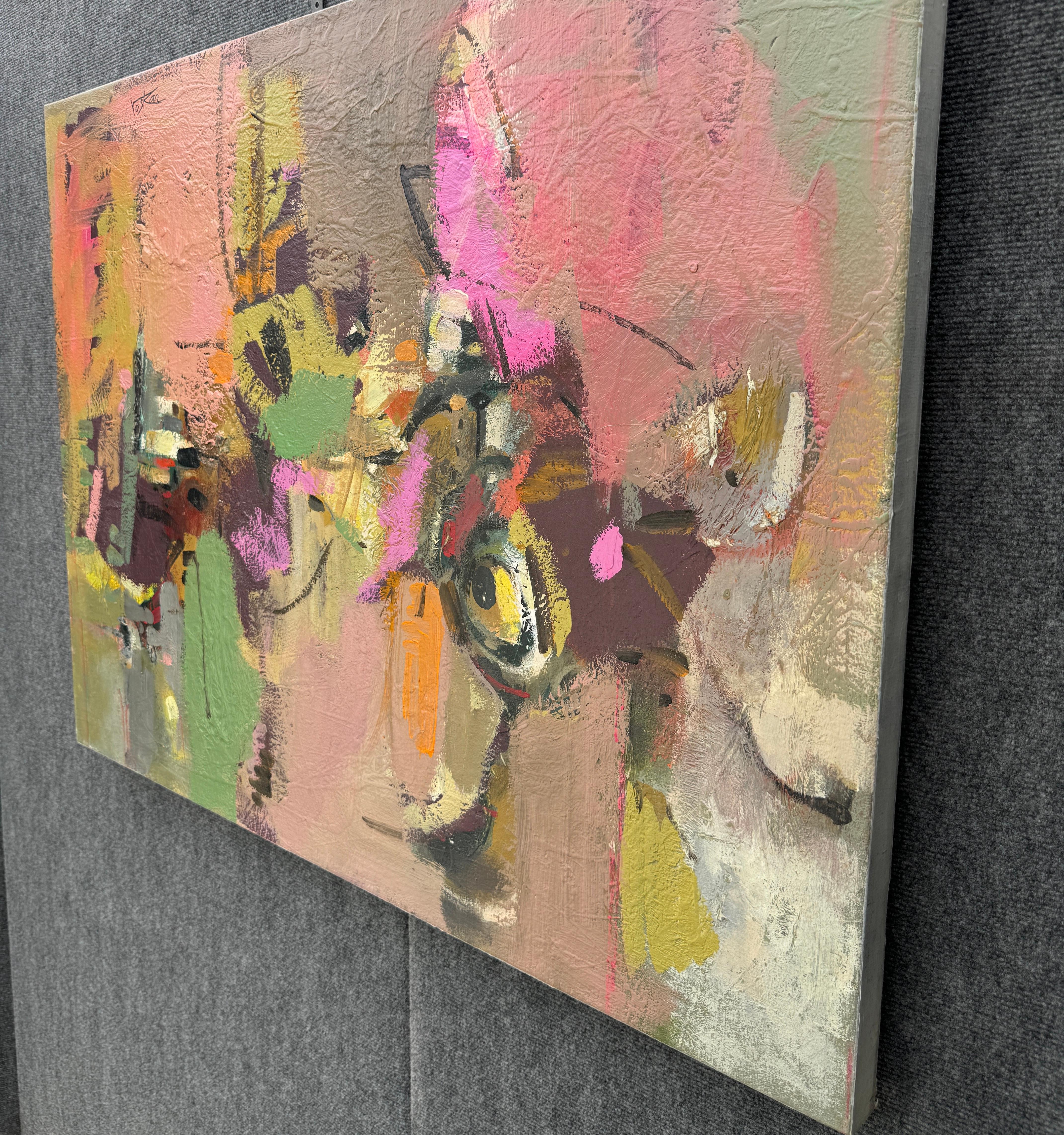 Reunion 2, Quadro astratto d'arte contemporanea su tela, pronto da appendere - Painting Impressionismo di Voskan Galstian