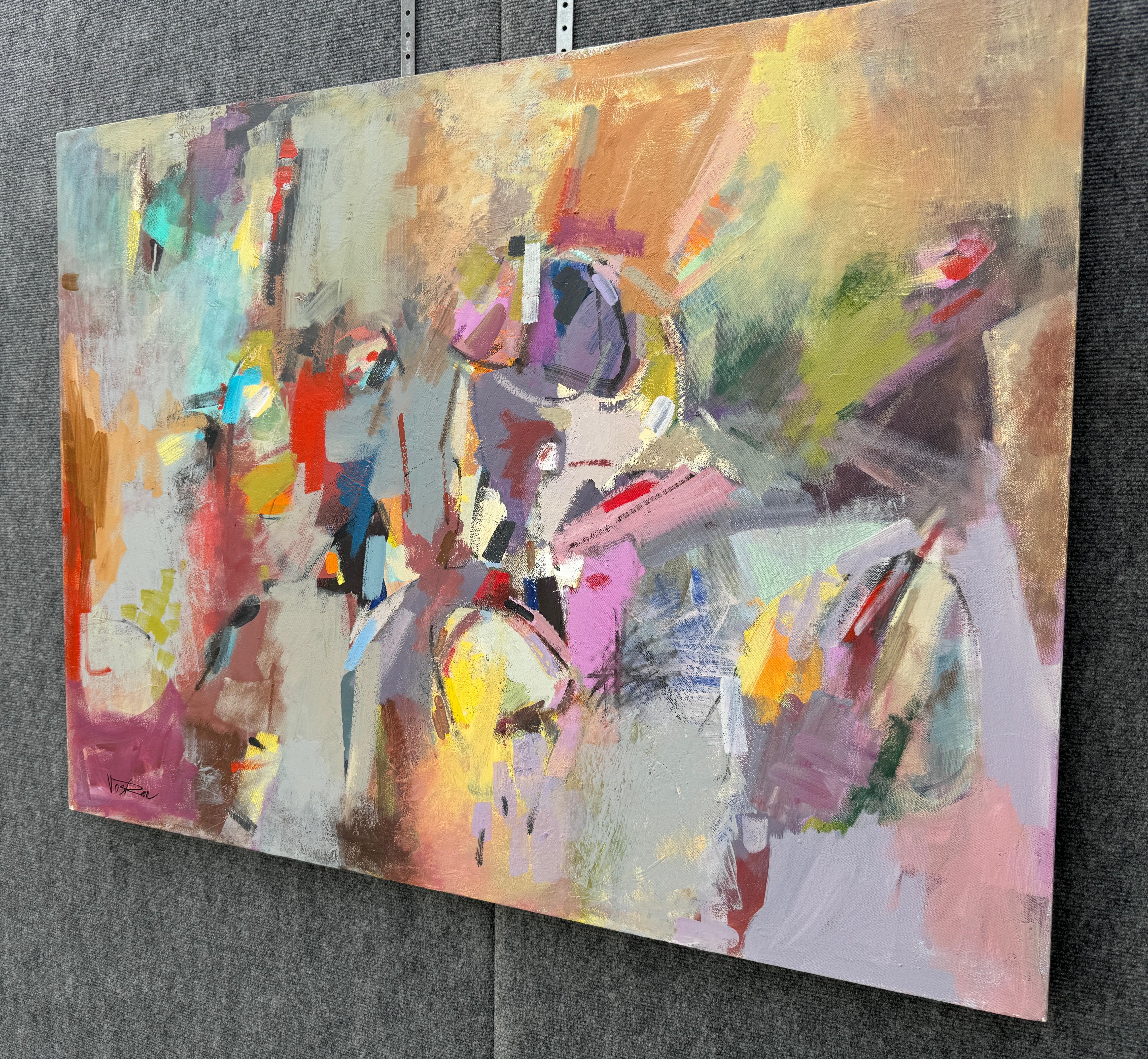 Royal Light, grande quadro astratto moderno su tela, pronto da appendere - Abstract Painting Marrone di Voskan Galstian