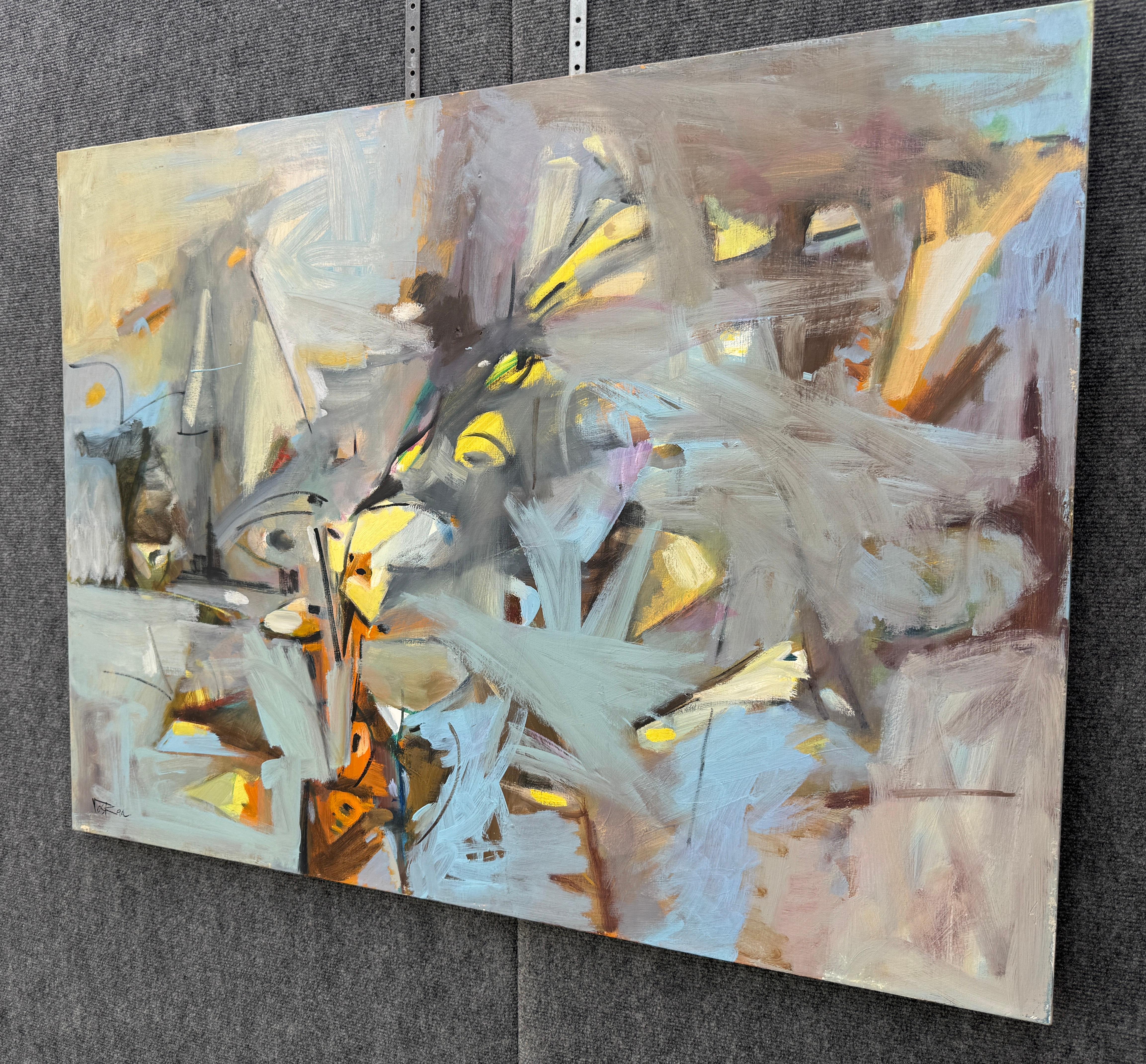 Secondo Ciclo, grande dipinto astratto, moderno, originale su tela, pronto da appendere - Abstract Painting Grigio di Voskan Galstian