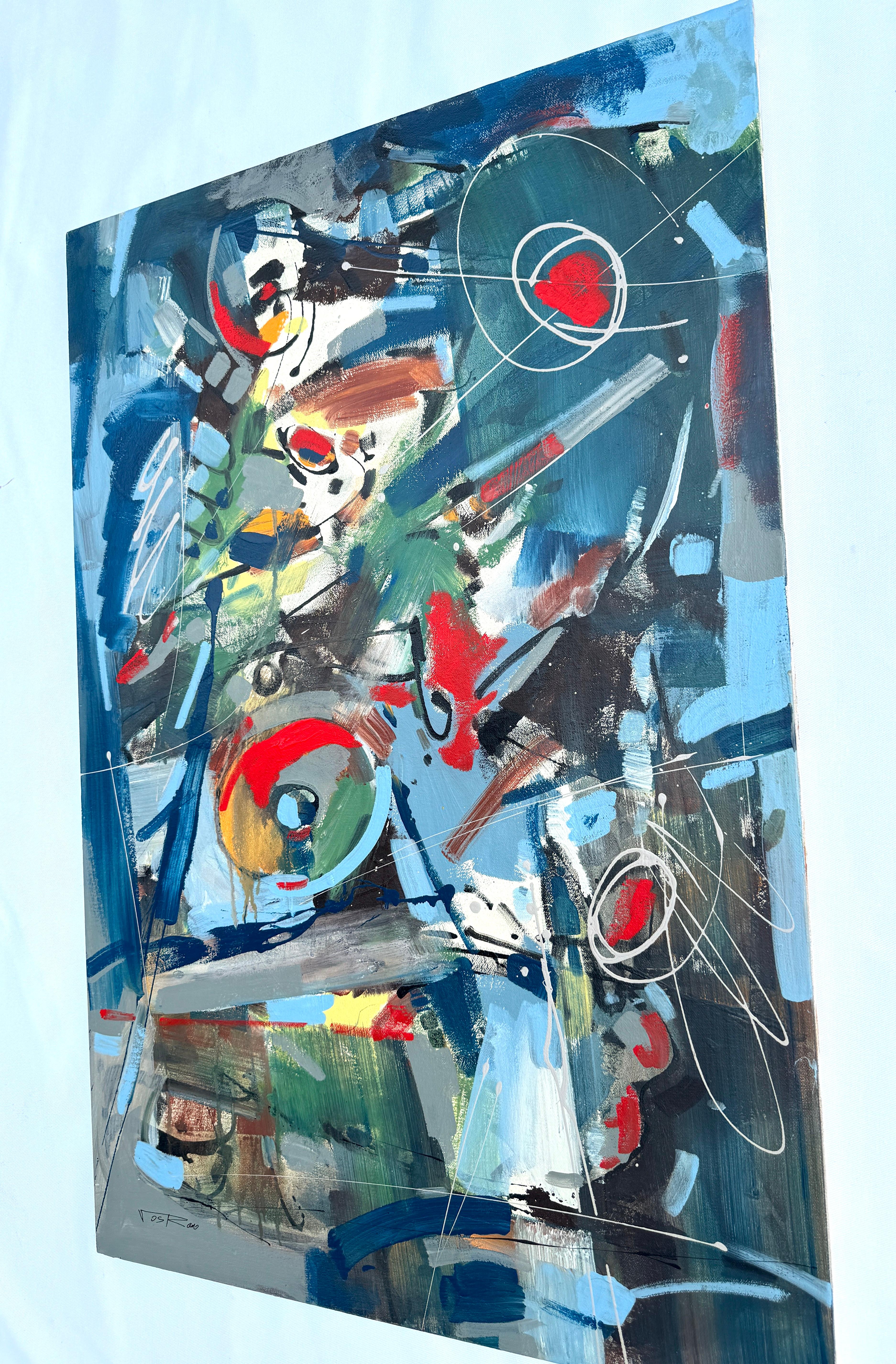 Segno nella luce 2, Quadro originale d'arte astratta, pronto da appendere - Abstract Painting Grigio di Voskan Galstian