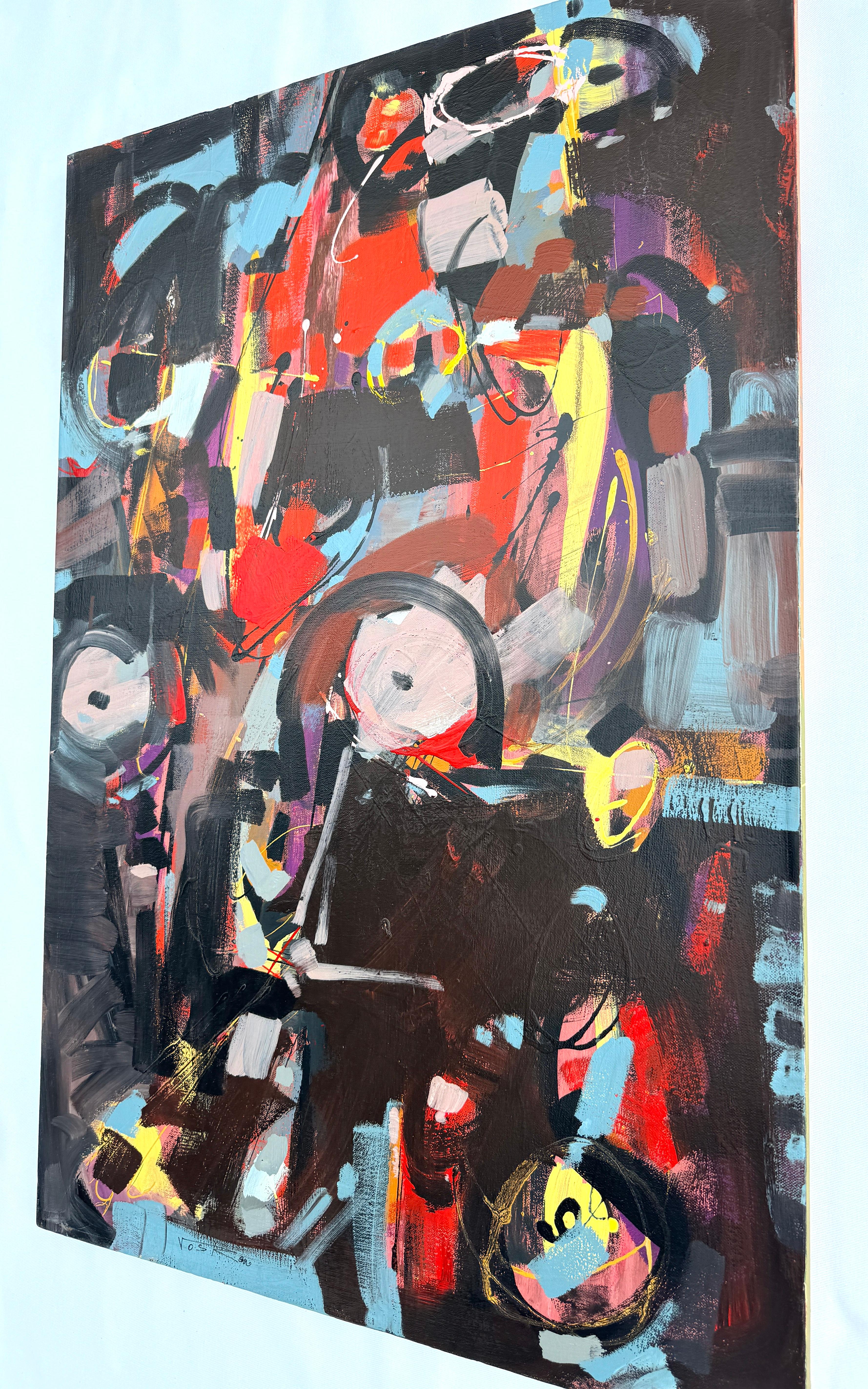 Segno nella luce, quadro originale d'arte astratta, pronto da appendere - Abstract Painting Grigio di Voskan Galstian