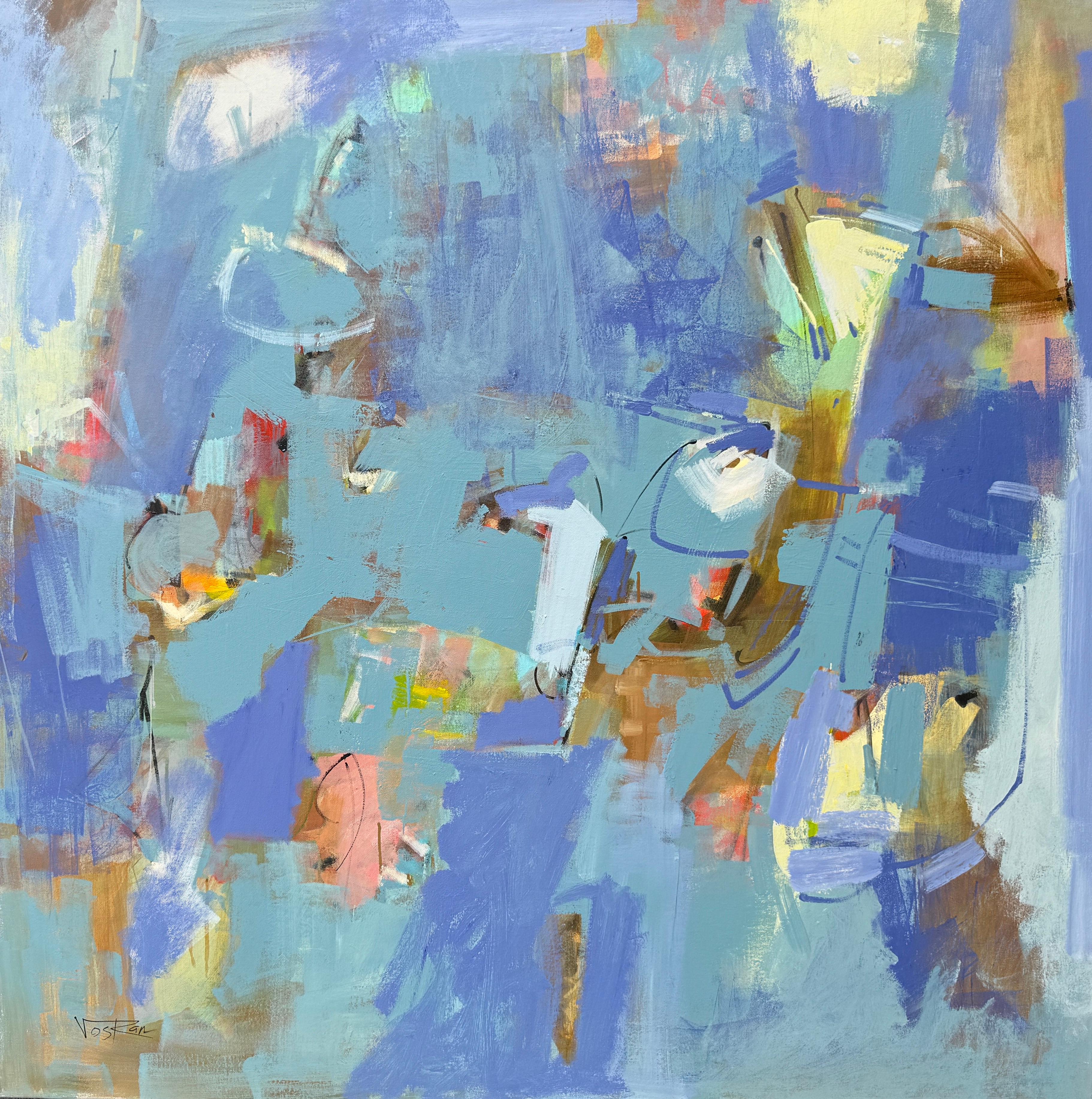 Voskan Galstian Abstract Painting - Sky Edge, Abstract Original Painting on Canvas, Ready to Hang
