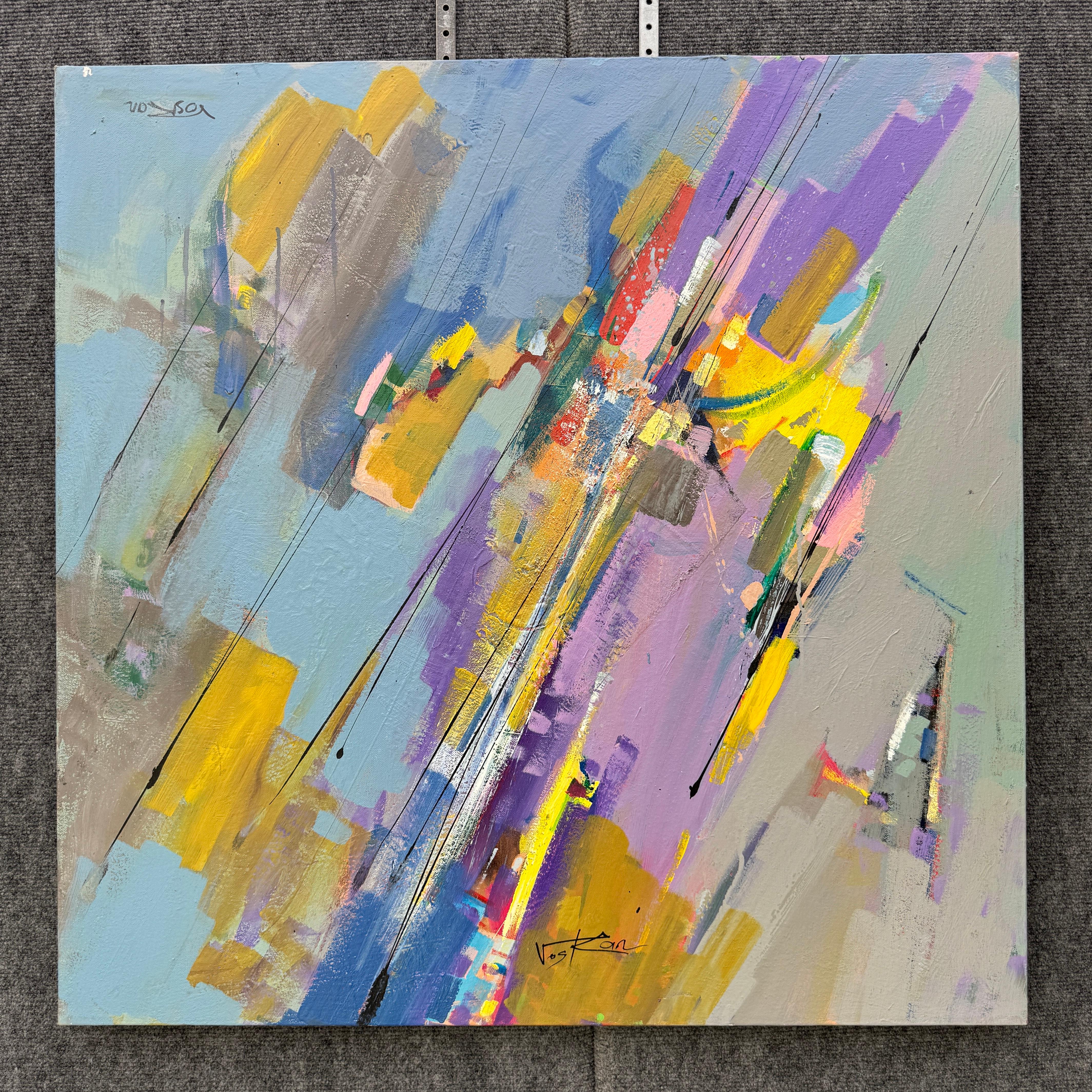 Cielo in movimento, Astratto, Pittura originale contemporanea su tela, pronta da appendere - Painting di Voskan Galstian