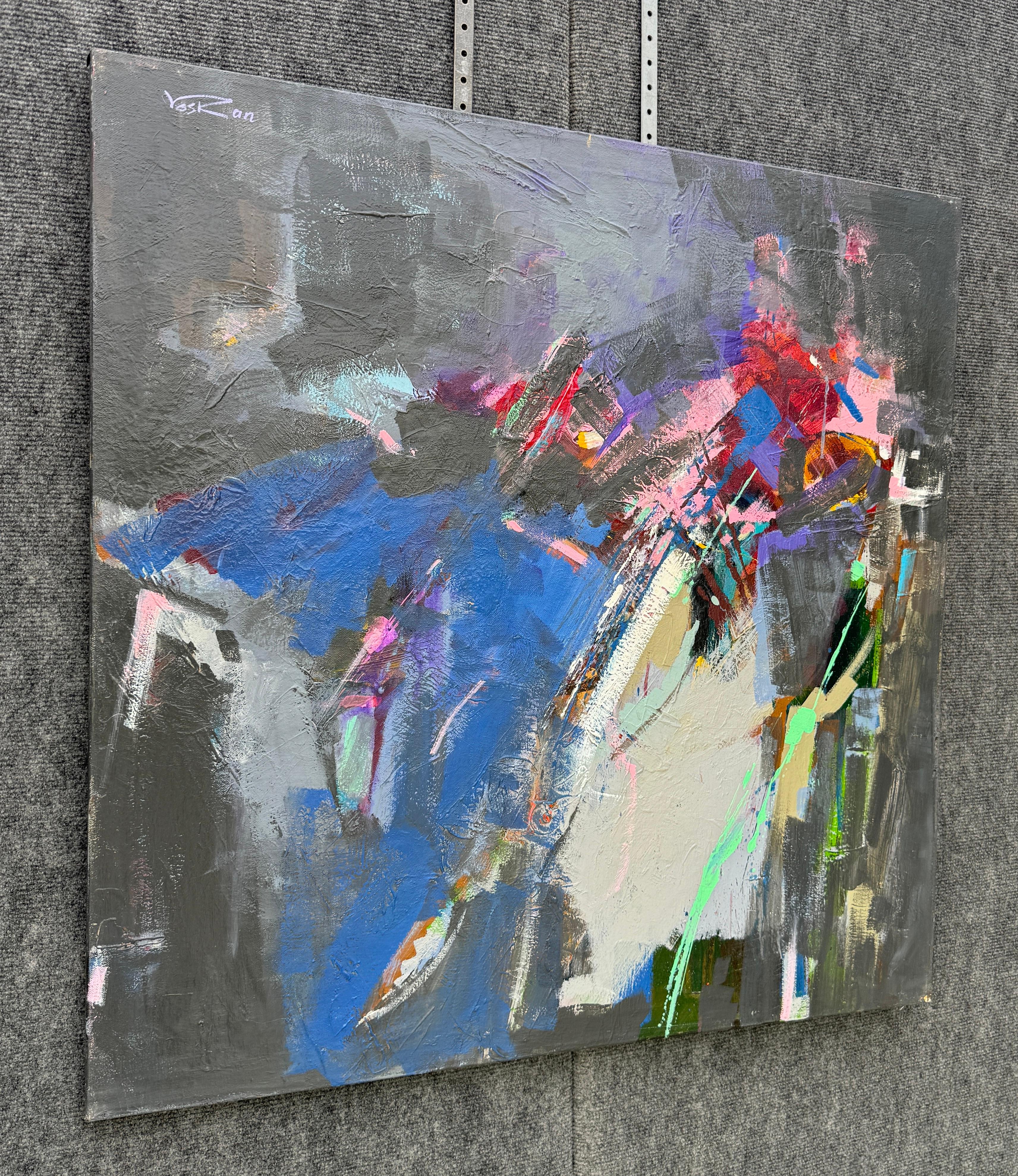 Vela solare, arte moderna astratta, dipinto originale su tela, pronto da appendere - Abstract Painting Grigio di Voskan Galstian