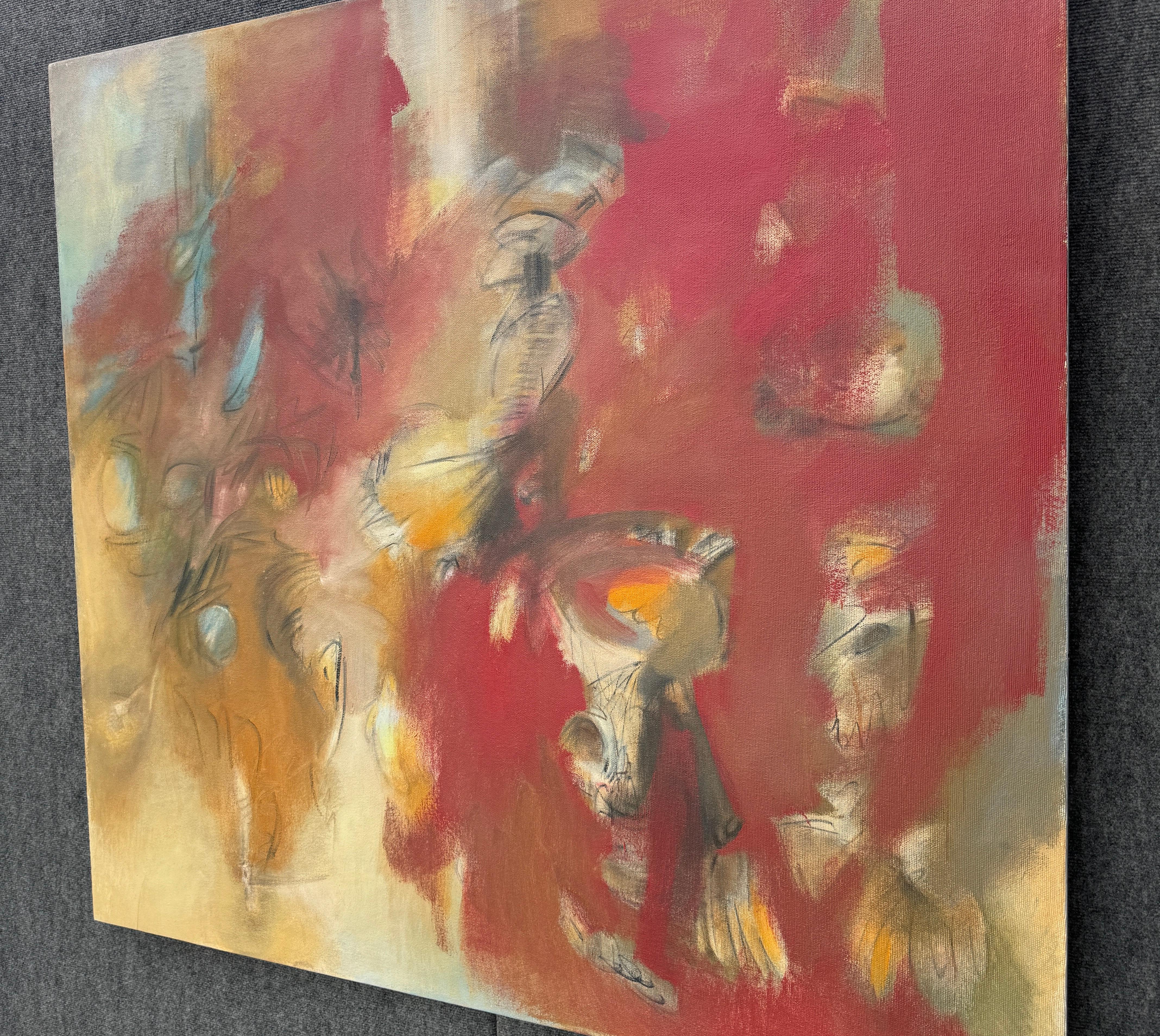 Rosso estate, quadro astratto originale su tela, pronto da appendere - Painting Impressionismo di Voskan Galstian