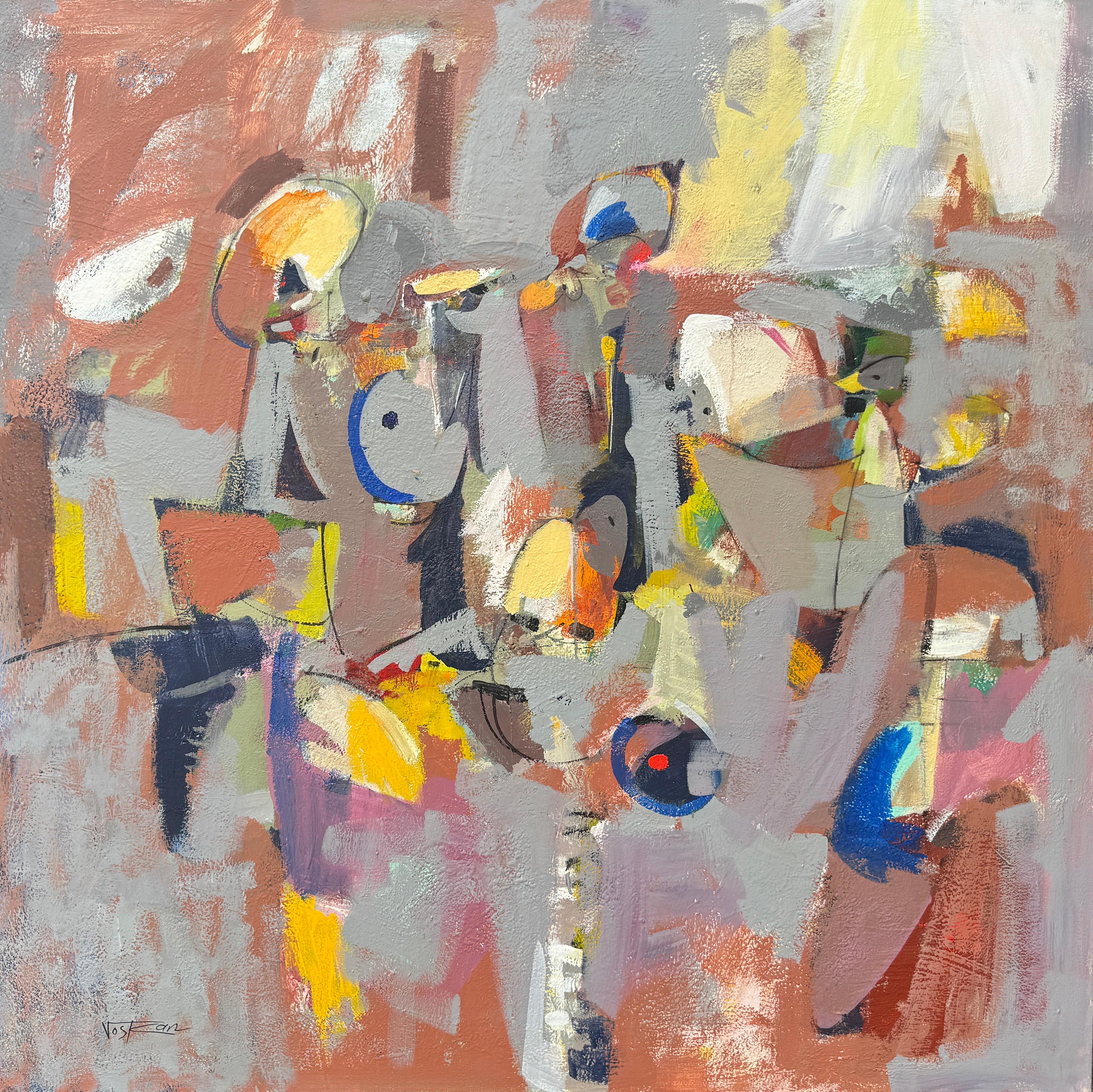 Abstract Painting di Voskan Galstian - Toccare il bordo, quadro astratto originale su tela, pronto da appendere