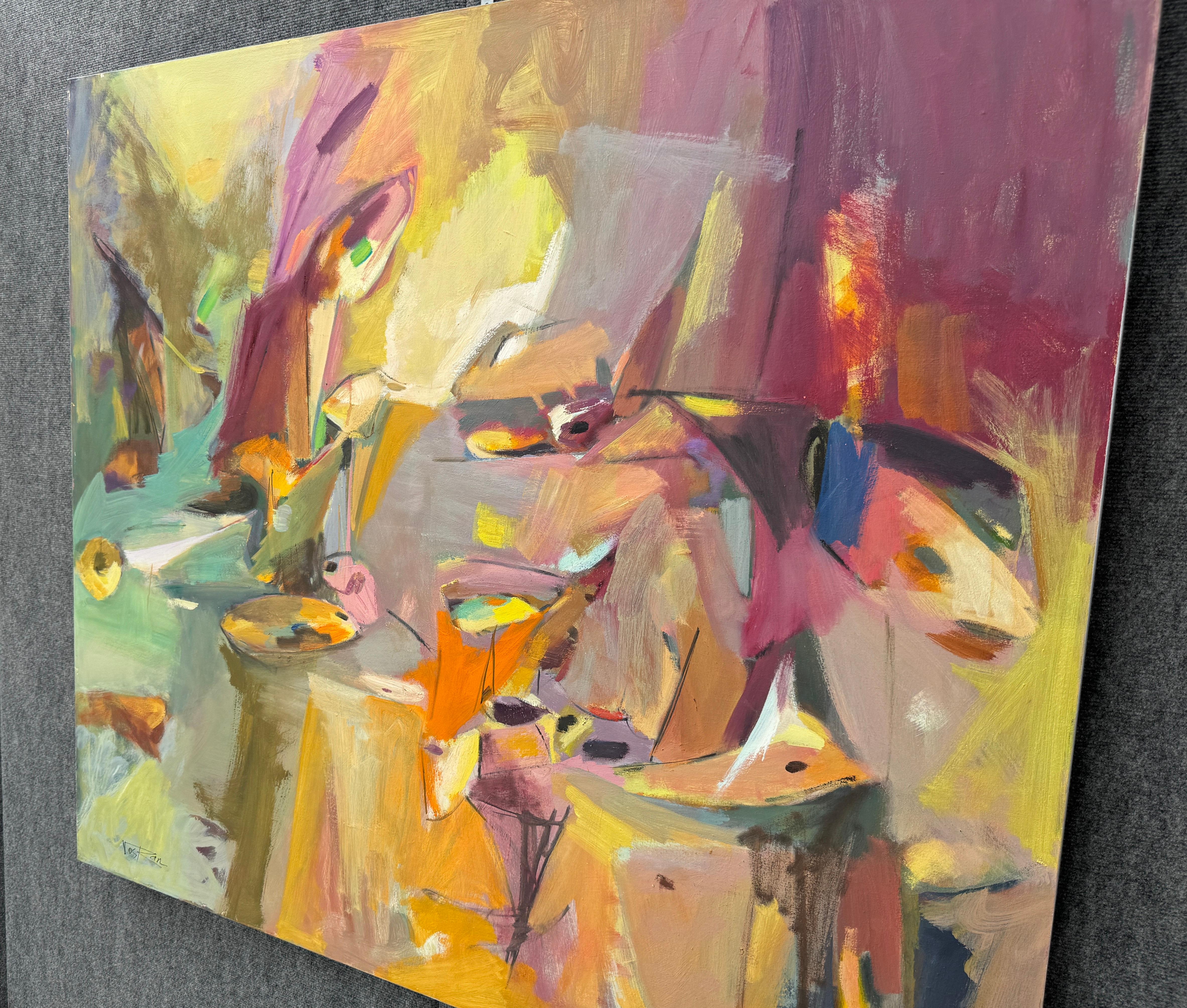 Transition To Life 2, Abstract Original Painting on Canvas, Ready to Hang - Brown Abstract Painting by Voskan Galstian