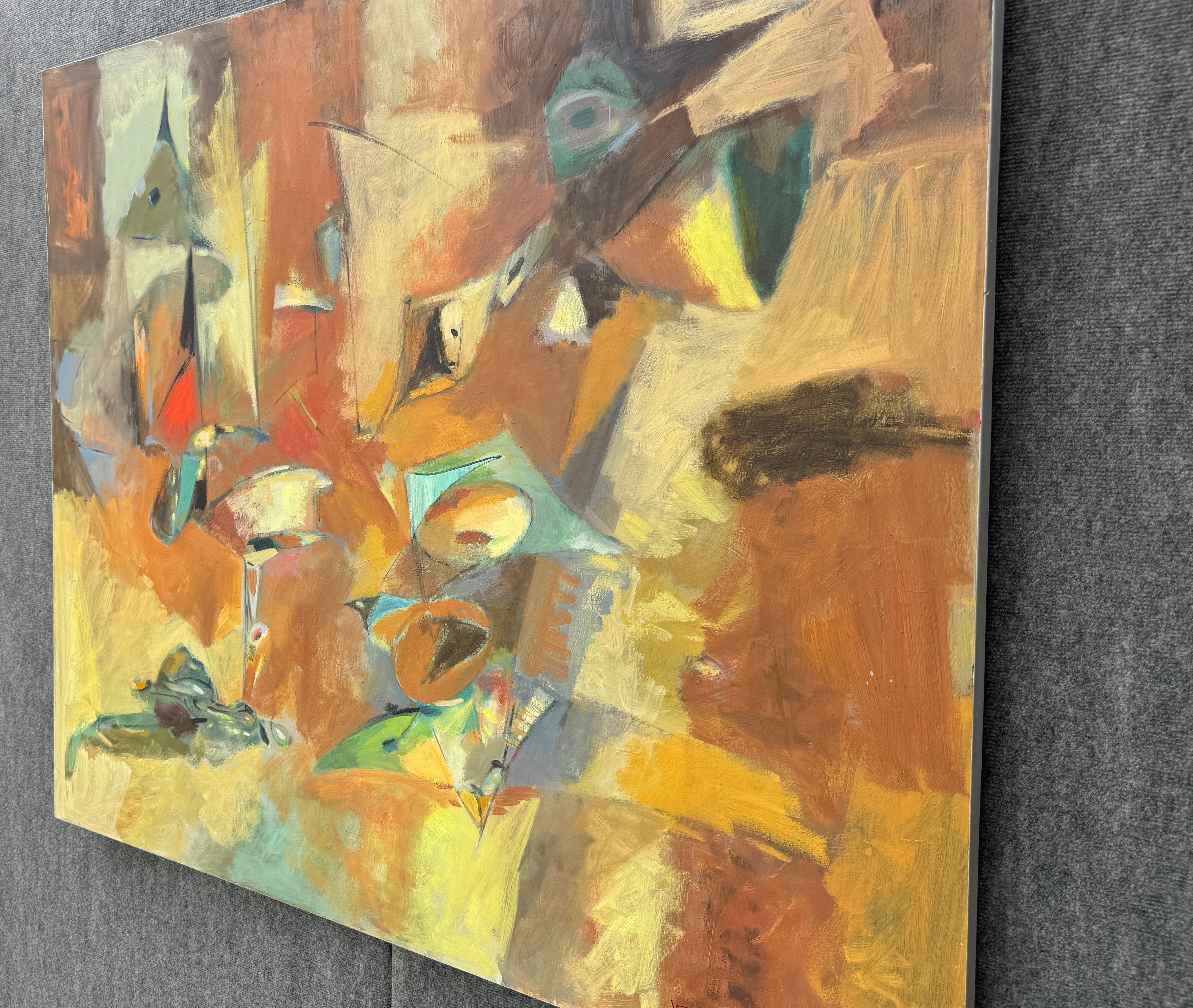 Transition To Life 3, Abstraktes Originalgemälde auf Leinwand, hängefertig (Braun), Abstract Painting, von Voskan Galstian