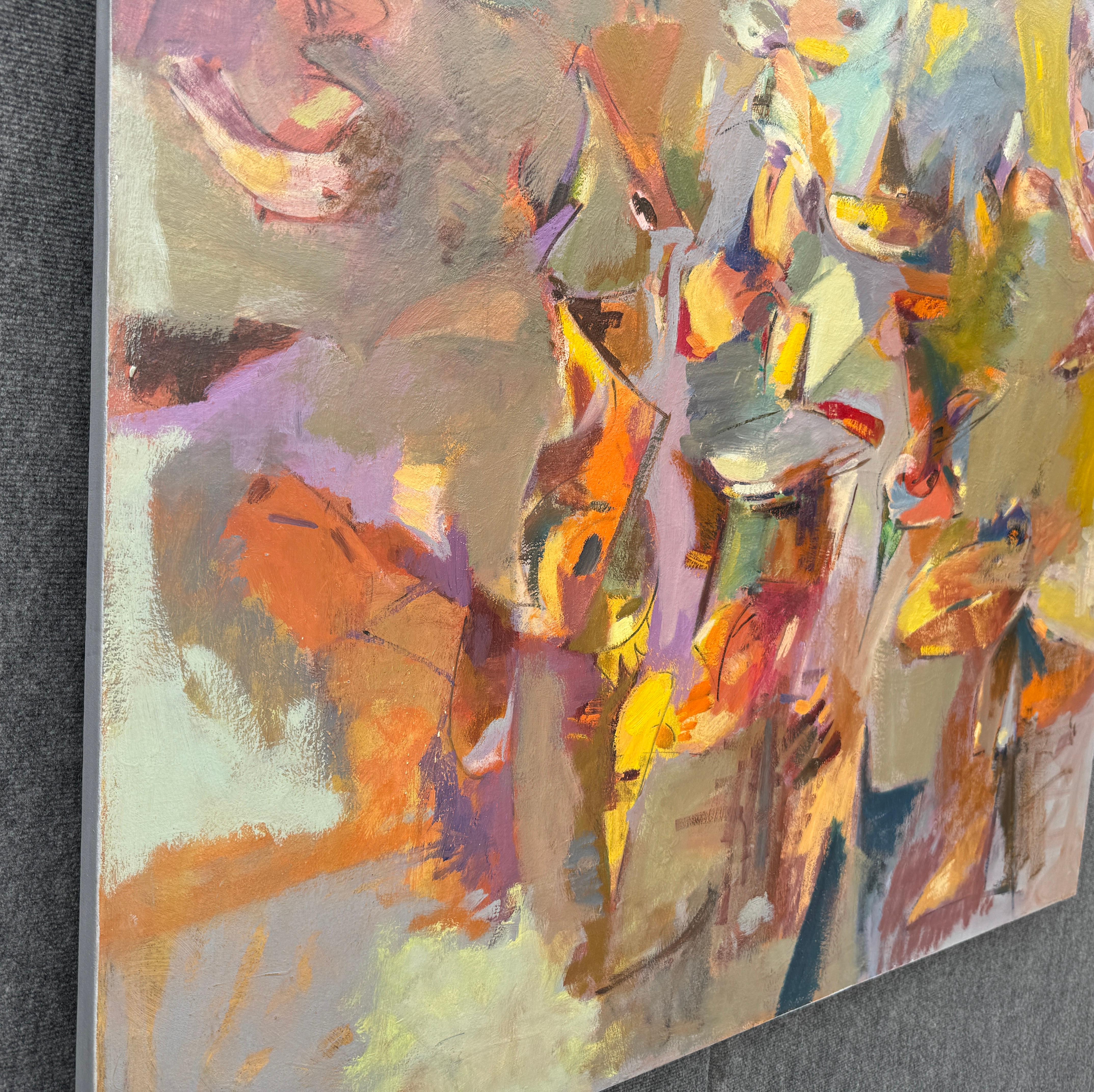 Transizione alla vita, quadro originale astratto su tela, pronto da appendere - Abstract Painting Marrone di Voskan Galstian