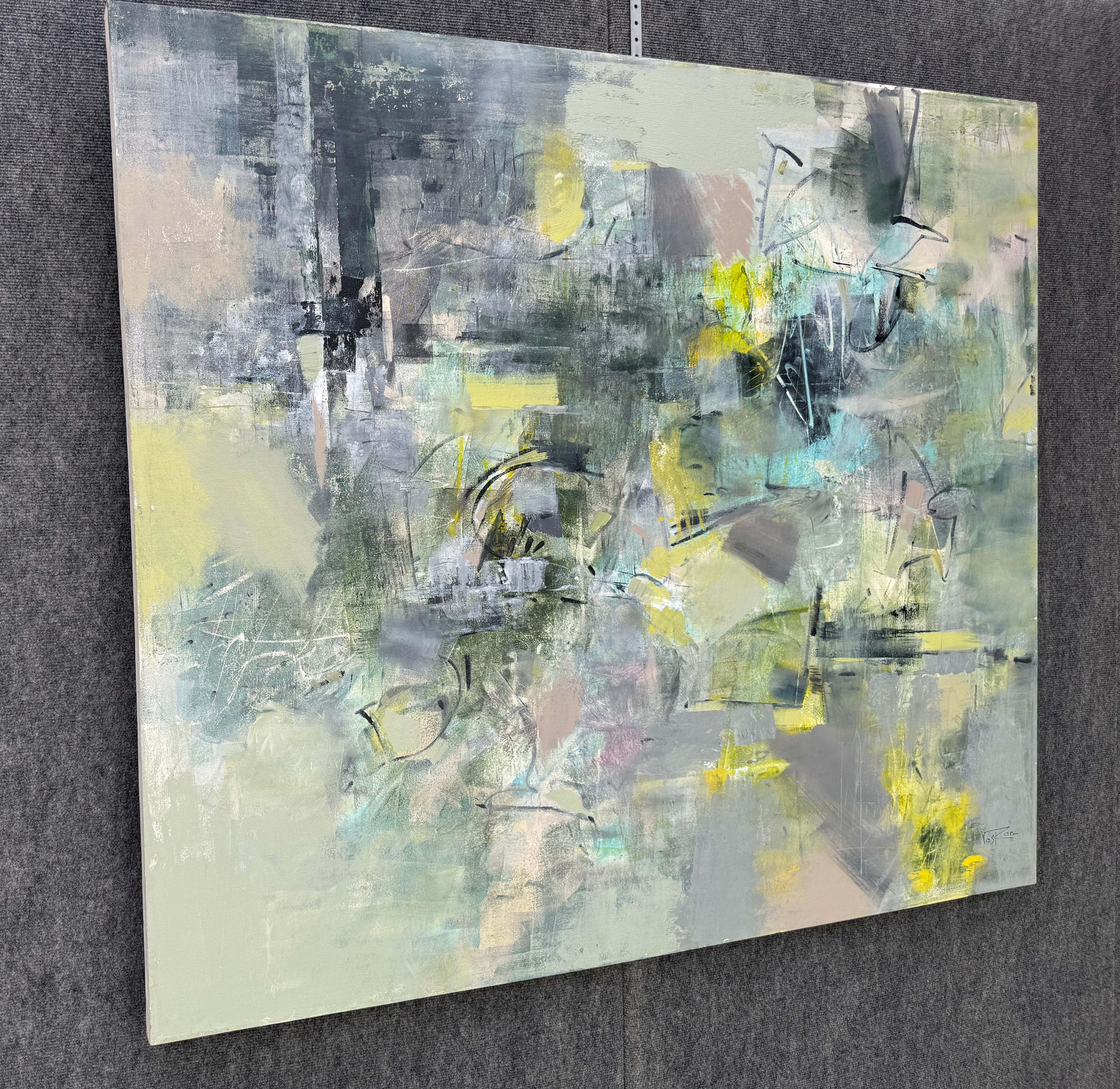 Artist: Voskan Galstian 
Work: Original Painting, Handmade Artwork, One of a Kind 
Medium: Oil on Canvas
Year: 2024
Style: Abstract Art, 
Title: Trying to Rain
Size: 44