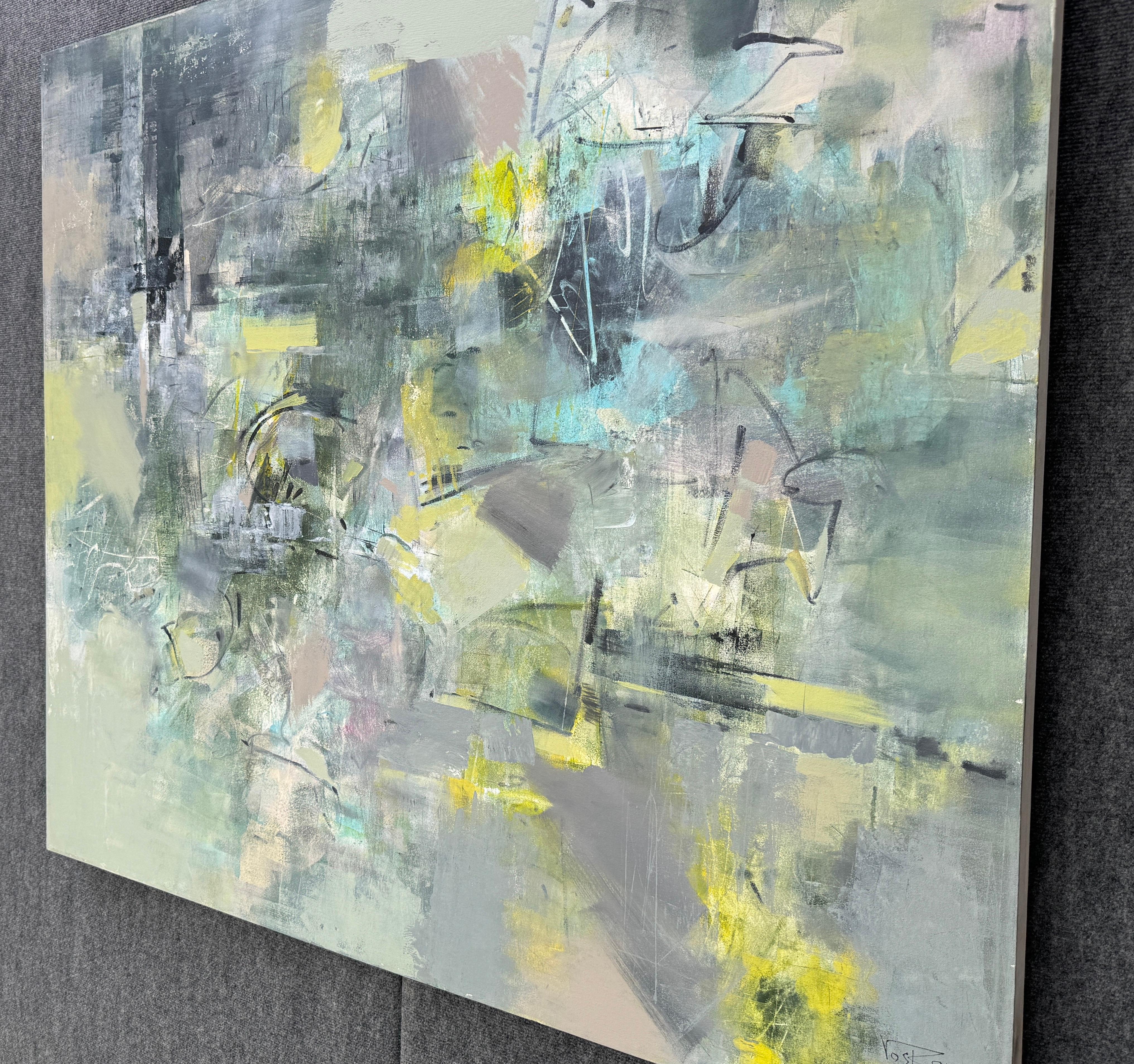 Trying to Rain, Abstract Original Painting on Canvas, Ready to Hang For Sale 1