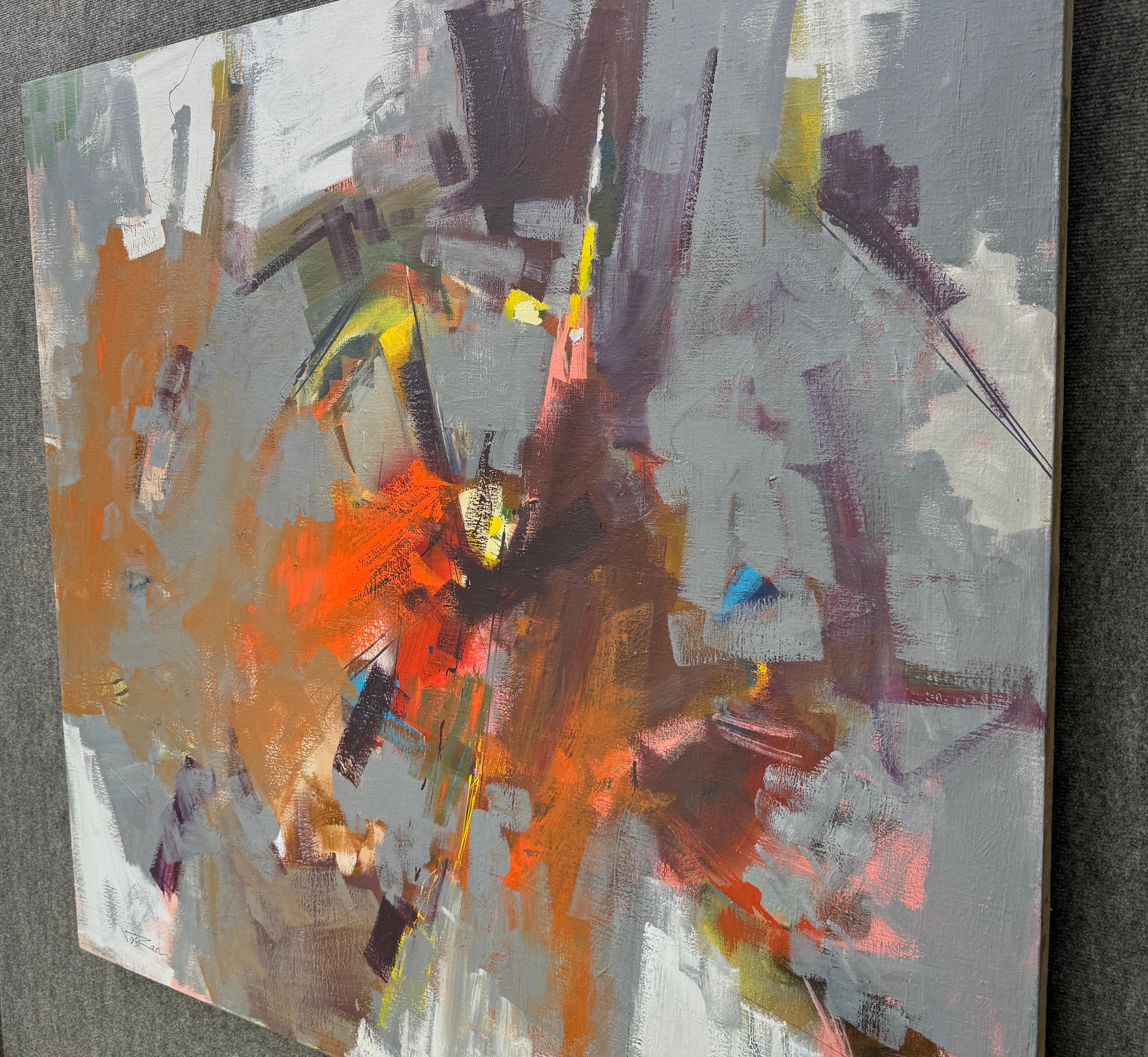 Upon Awakening 2, Quadro originale astratto su tela, pronto da appendere - Abstract Painting Marrone di Voskan Galstian