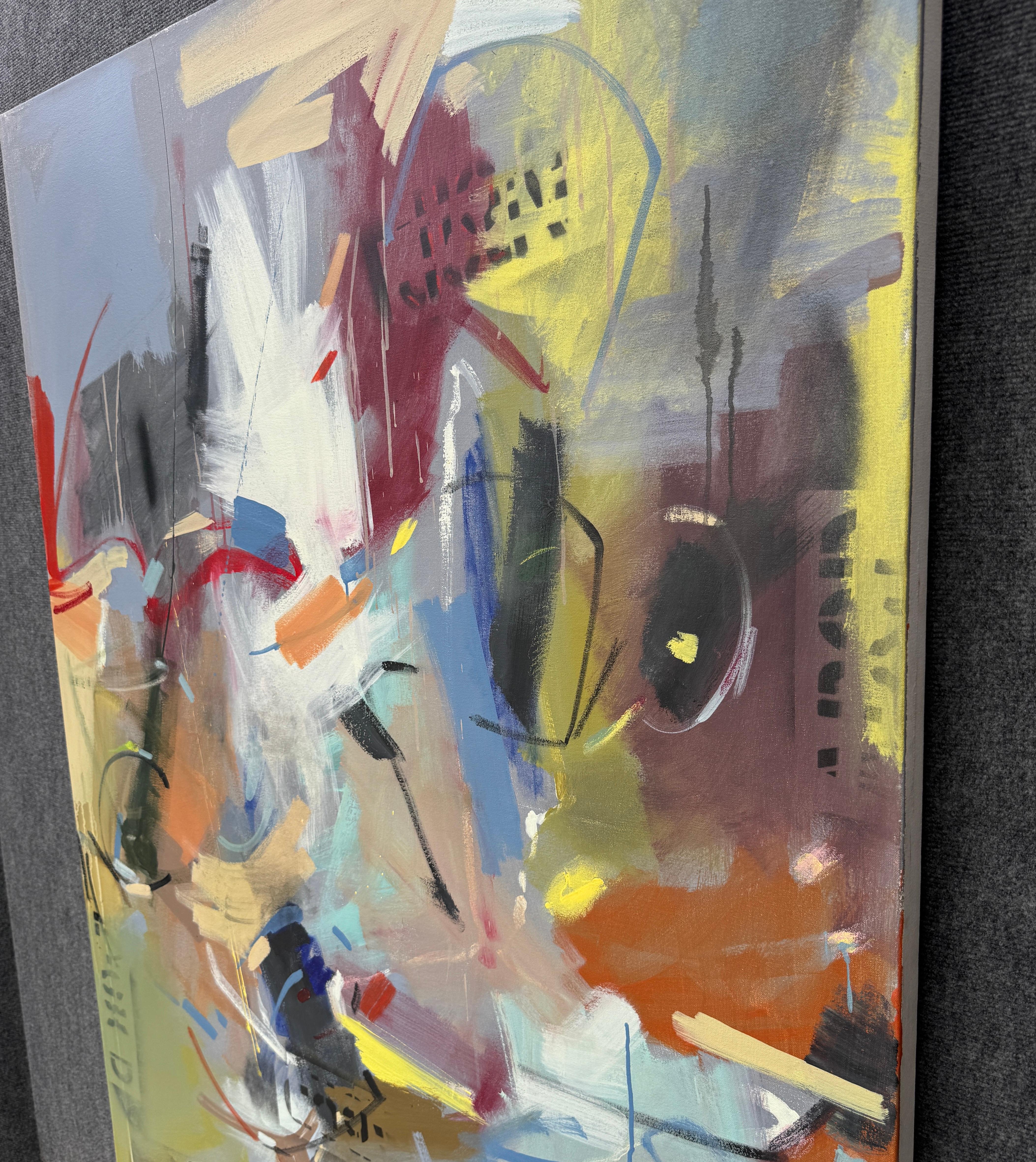 Upon Awakening, quadro originale astratto su tela, pronto da appendere - Abstract Painting Marrone di Voskan Galstian