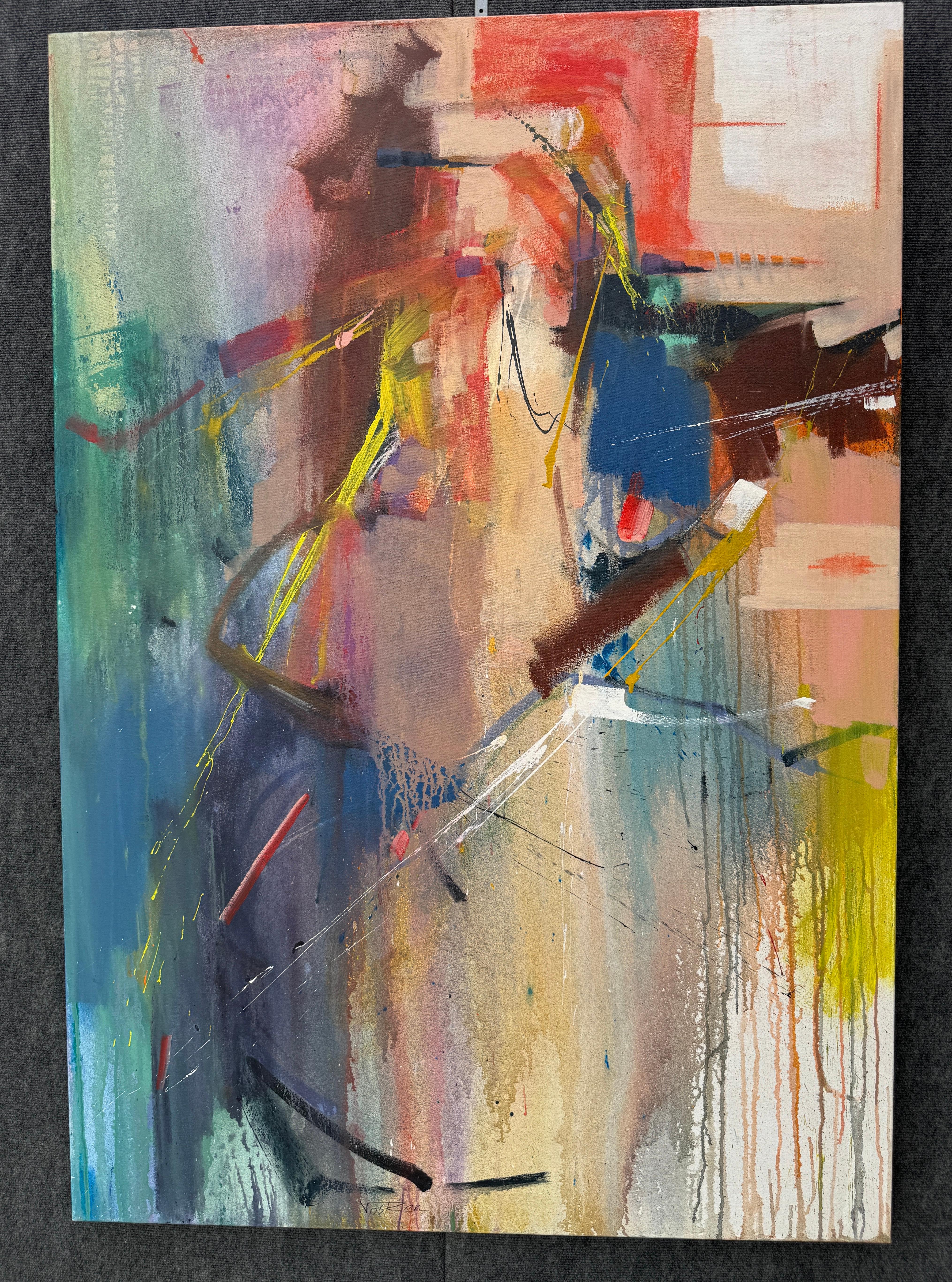 Artist: Voskan Galstian 
Work: Original Painting, Handmade Artwork, One of a Kind 
Medium: Acrylic on Canvas
Year: 2024
Style: Abstract Art, 
Title: Vertical Weight,
Size: 40