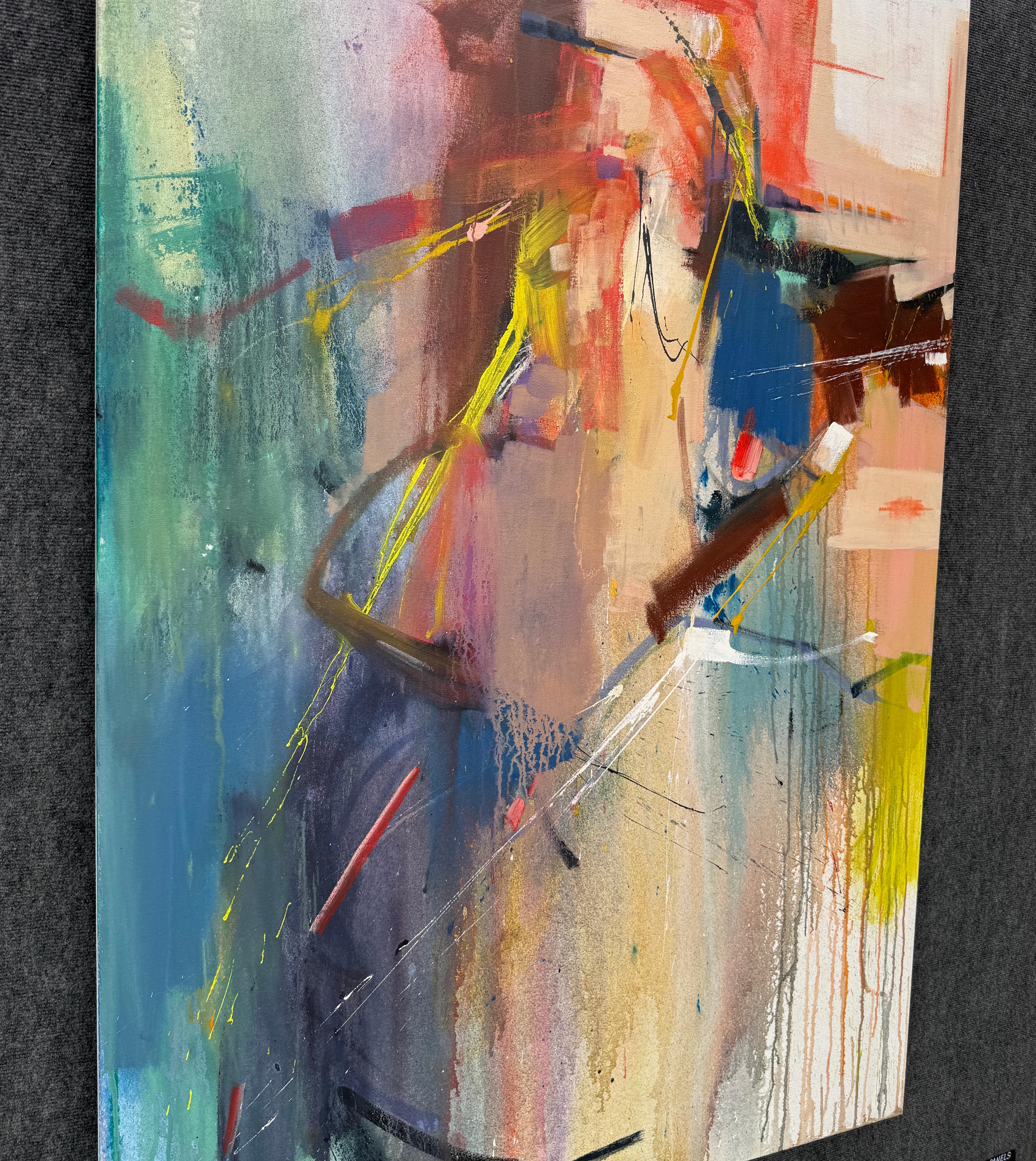 Vertical Weight, Abstract Large Original Painting on Canvas, Ready to Hang For Sale 1