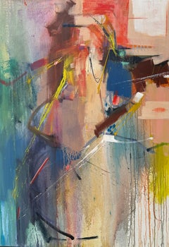 Vertical Weight, Abstract Large Original Painting on Canvas, Ready to Hang