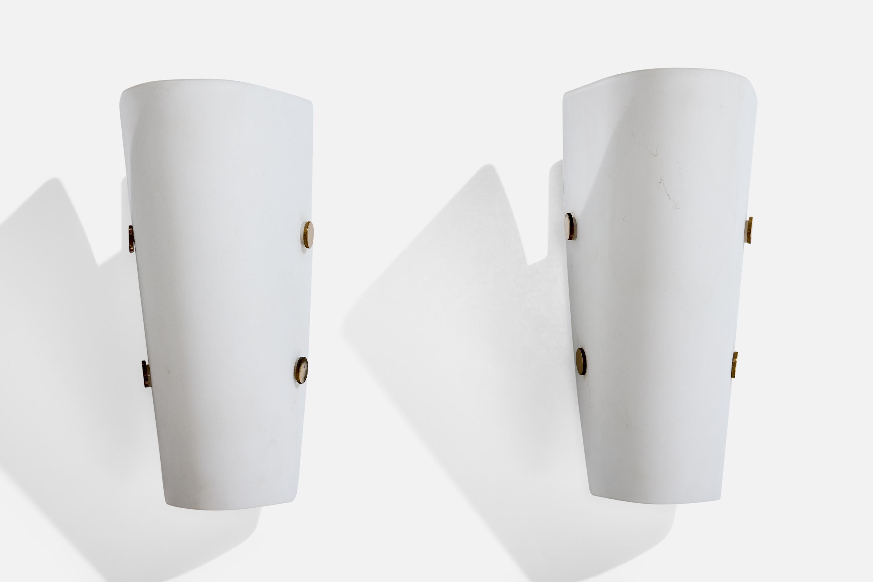 Allemand Vossloh-Schwabe, Wall Lights, verre, laiton, Allemagne, années 1990 en vente